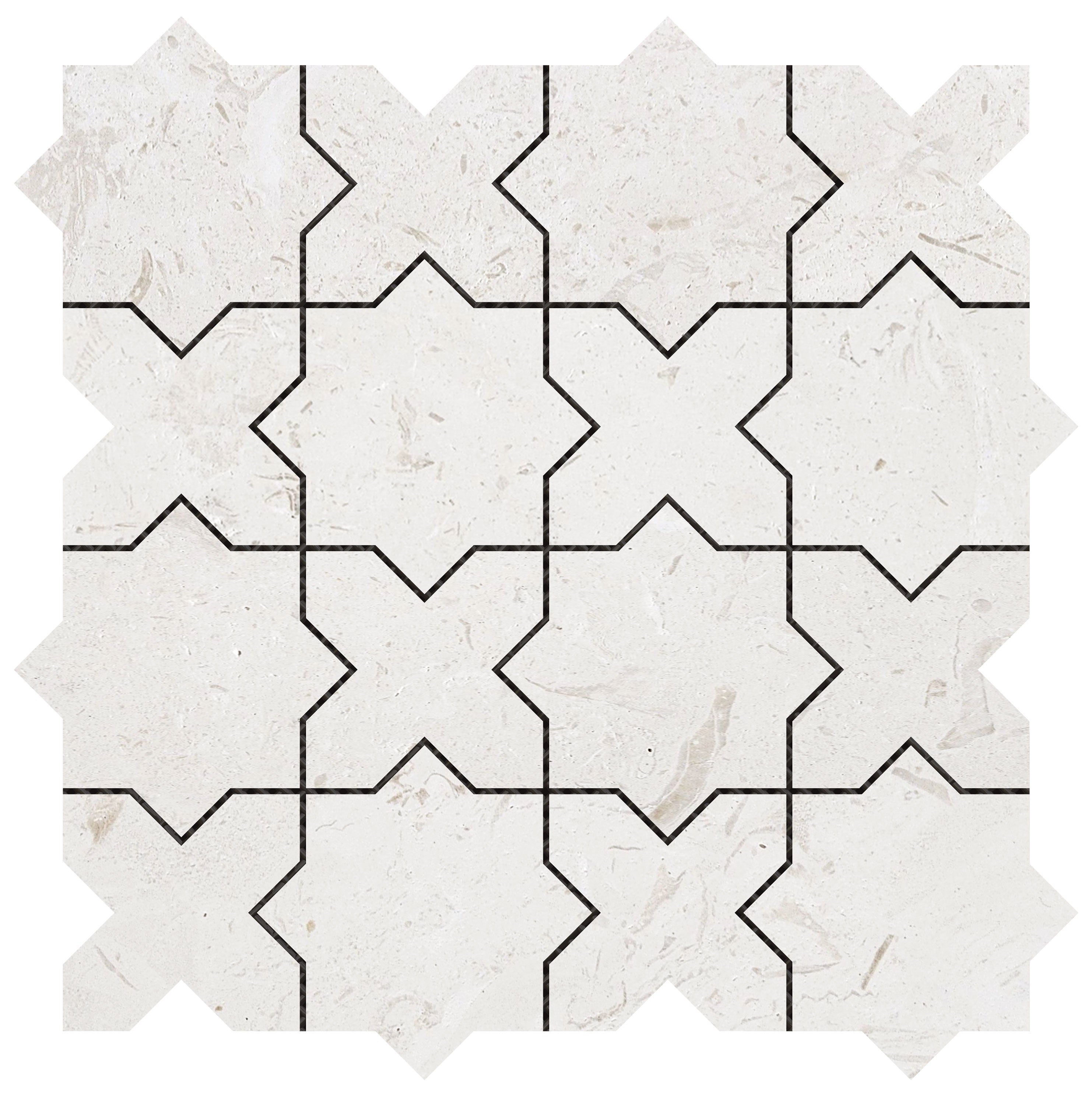 Bati Orient- MABE133 3"x3" Cross & Star Beige Marble