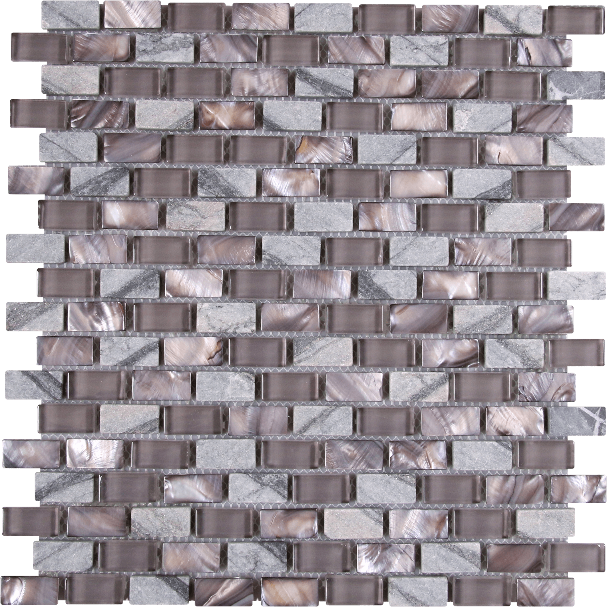 Bati Orient- MAMI165 Mother of Pearl Glass Marble Taupe Grey Mix Brick