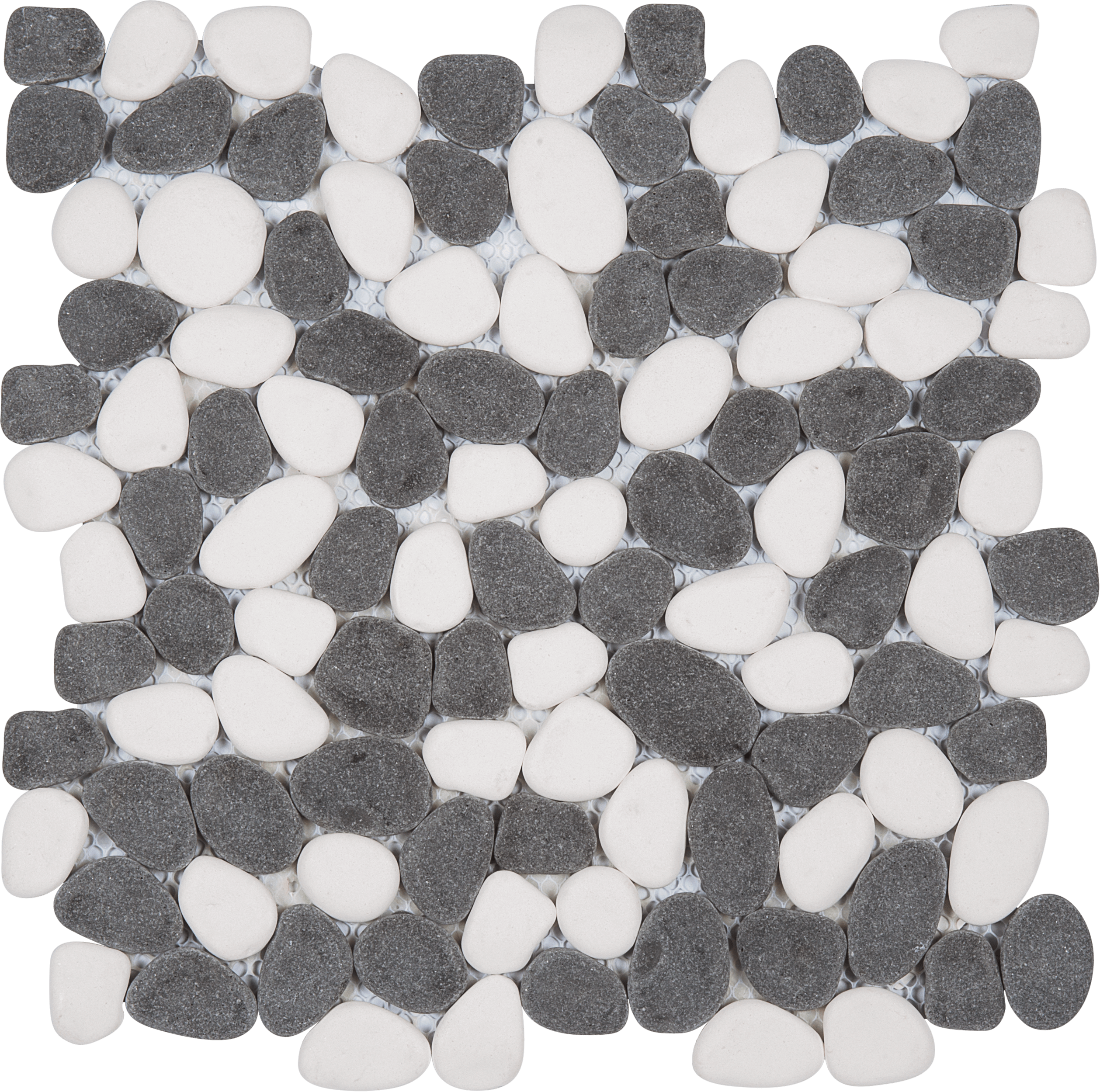 Bati Orient- PIMI26 White & Black Reconstituted Pebble Mosaic Interlocking 12"x12"