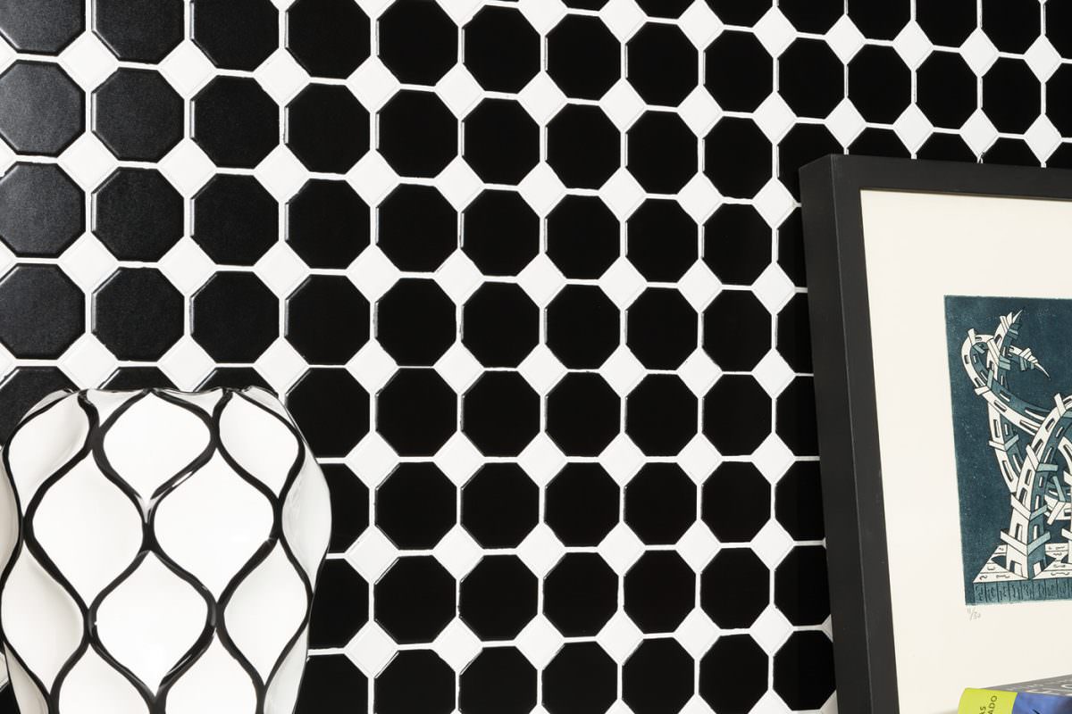 Intermatex- Octagon Matte Black With Glossy White Dot