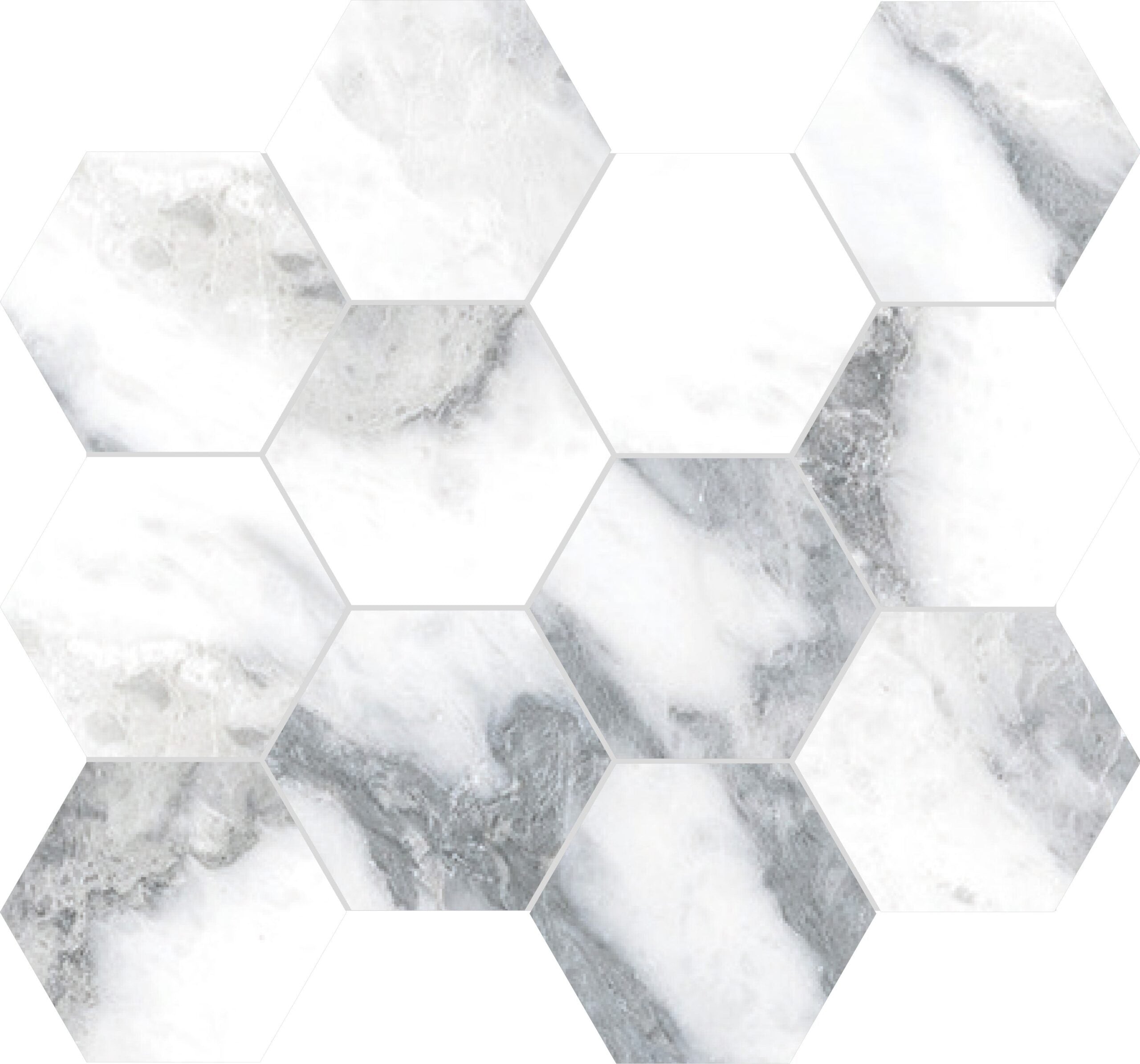Rondine- Canova Arabescato 3" Hexagon Mosaic Polished