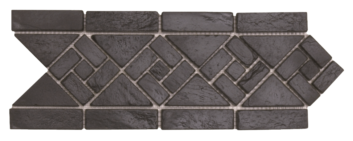 Bati Orient- ARNO03 Black Arrow Shaped Border Slate 4.75"x12"