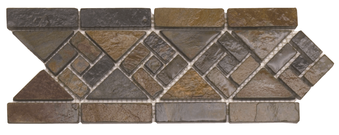 Bati Orient- ARRO03 Rust Arrow Shaped Interlocking Border Slate 4.75"x12"