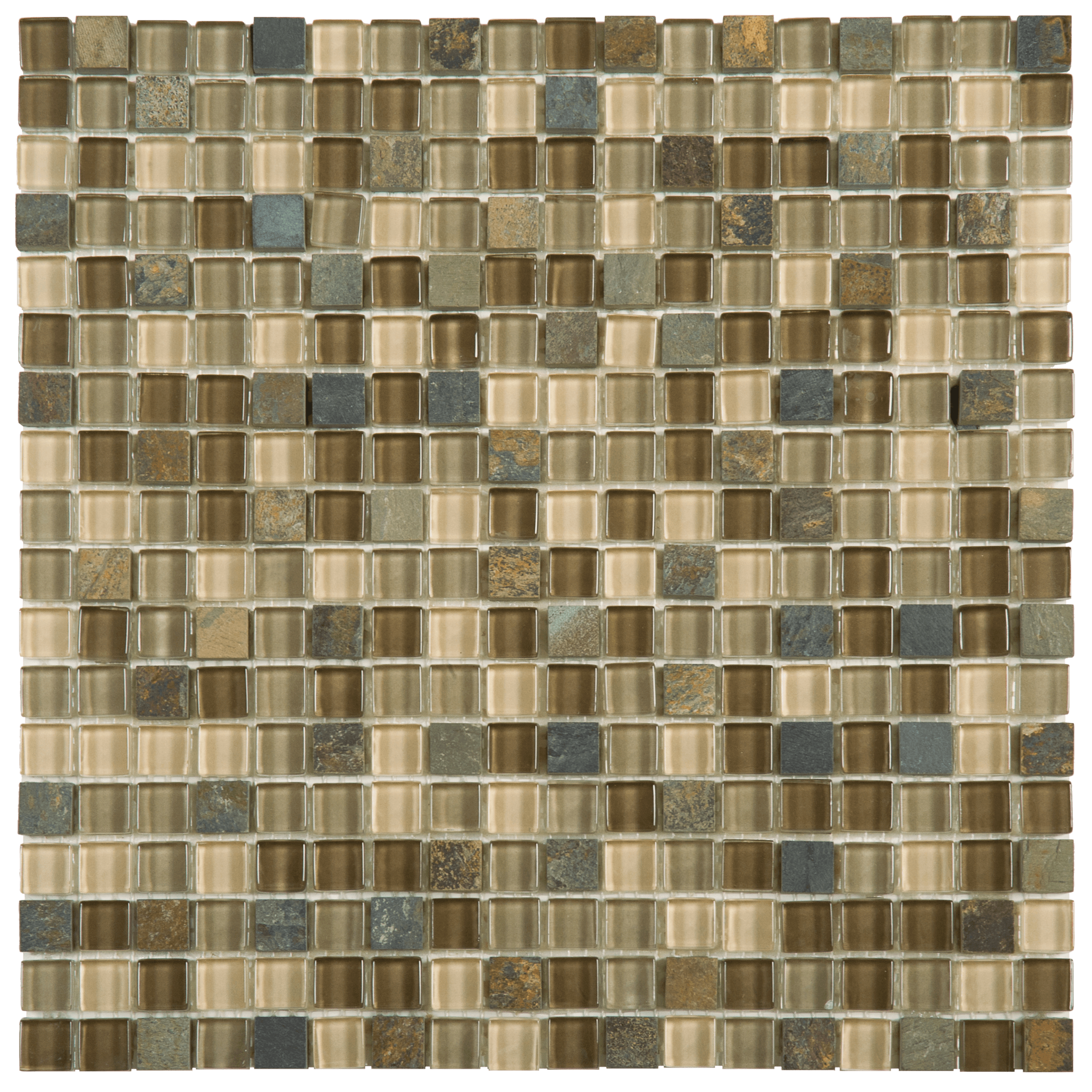Bati Orient- ARRO17 Grey Beige Brown Slate Glass Mosaic