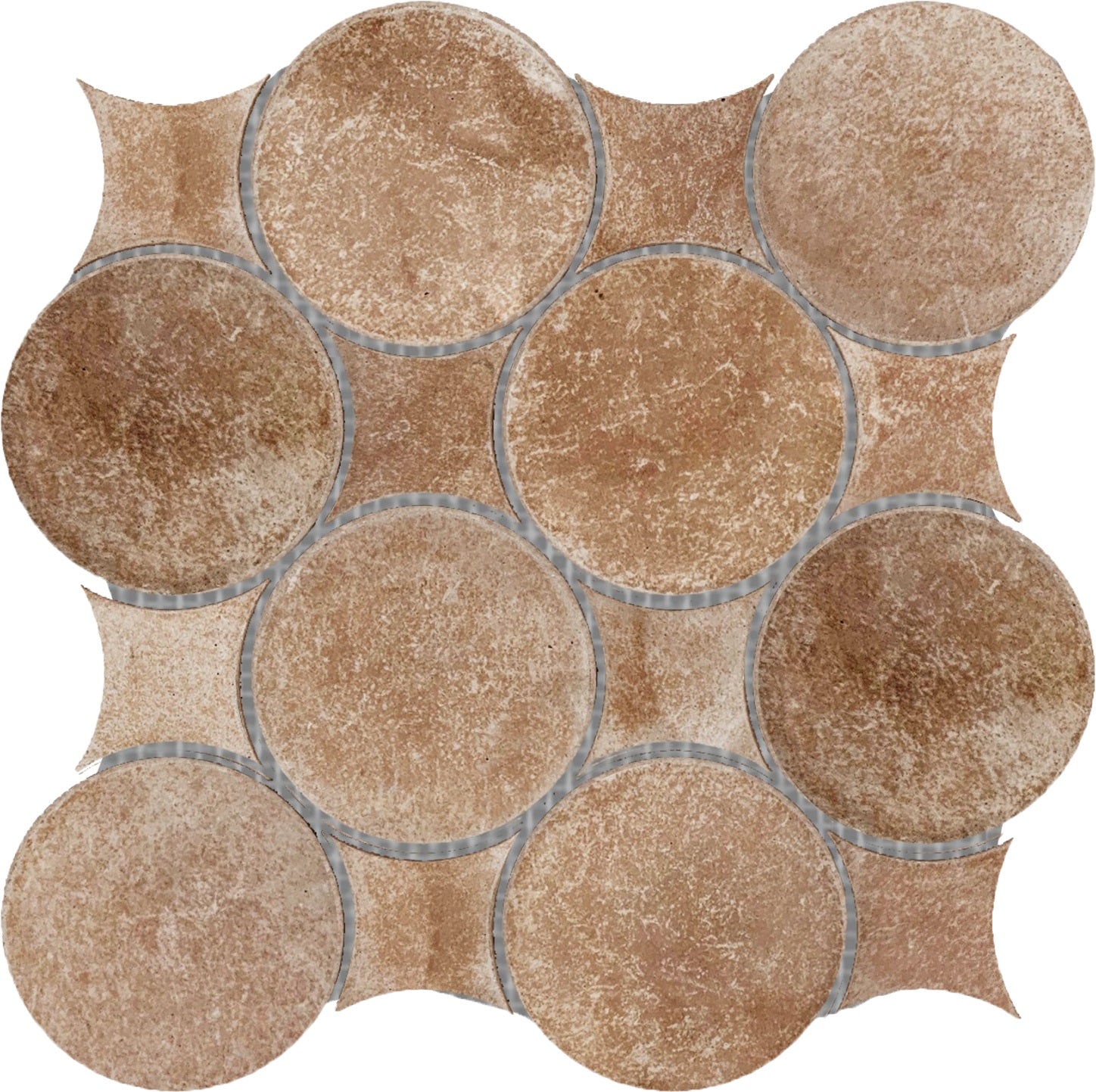 Bati Orient- BERO01 Red Concrete Circle Mix Mosaic