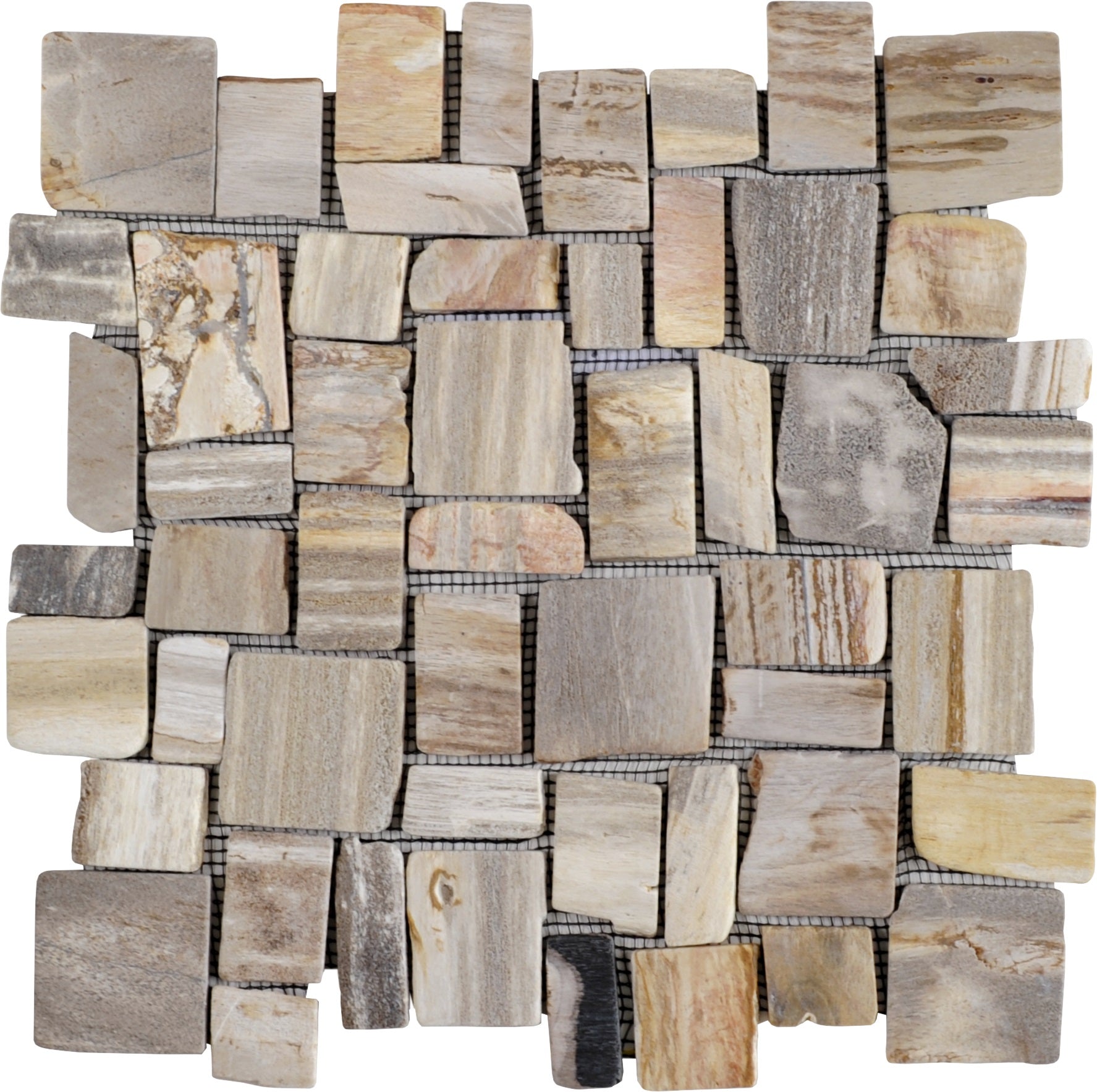 Bati Orient- BOFO01 Cubic Fossil Wood Stone Mosaic 11.8"x11.8"