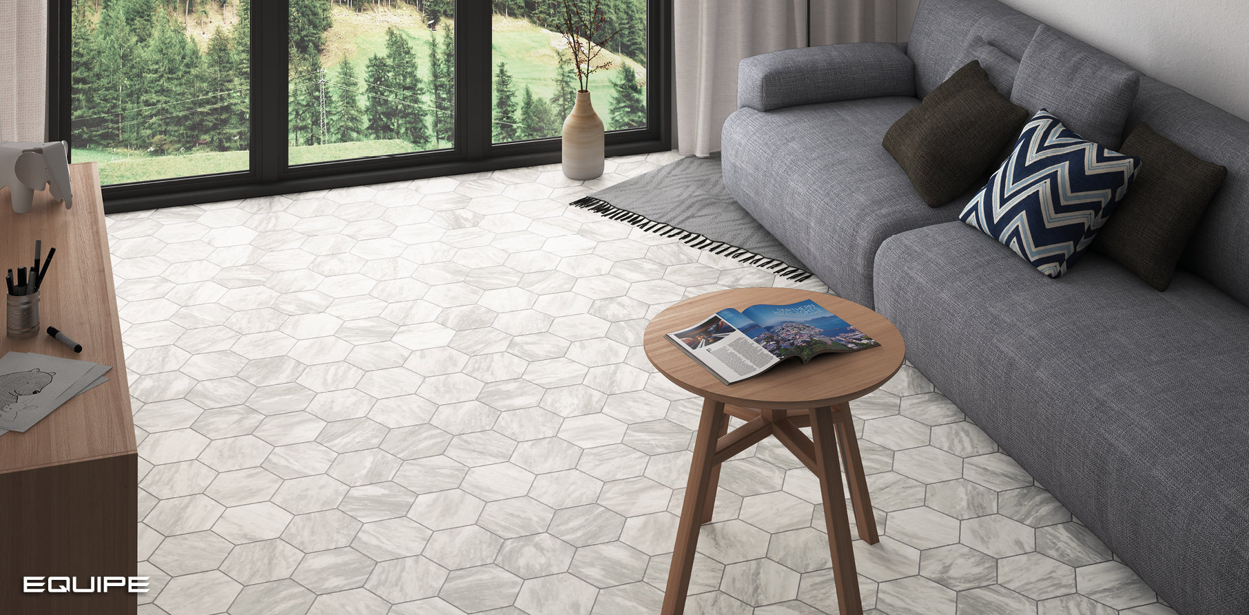 Equipe Bardiglio Light Hexagon 7"x8"