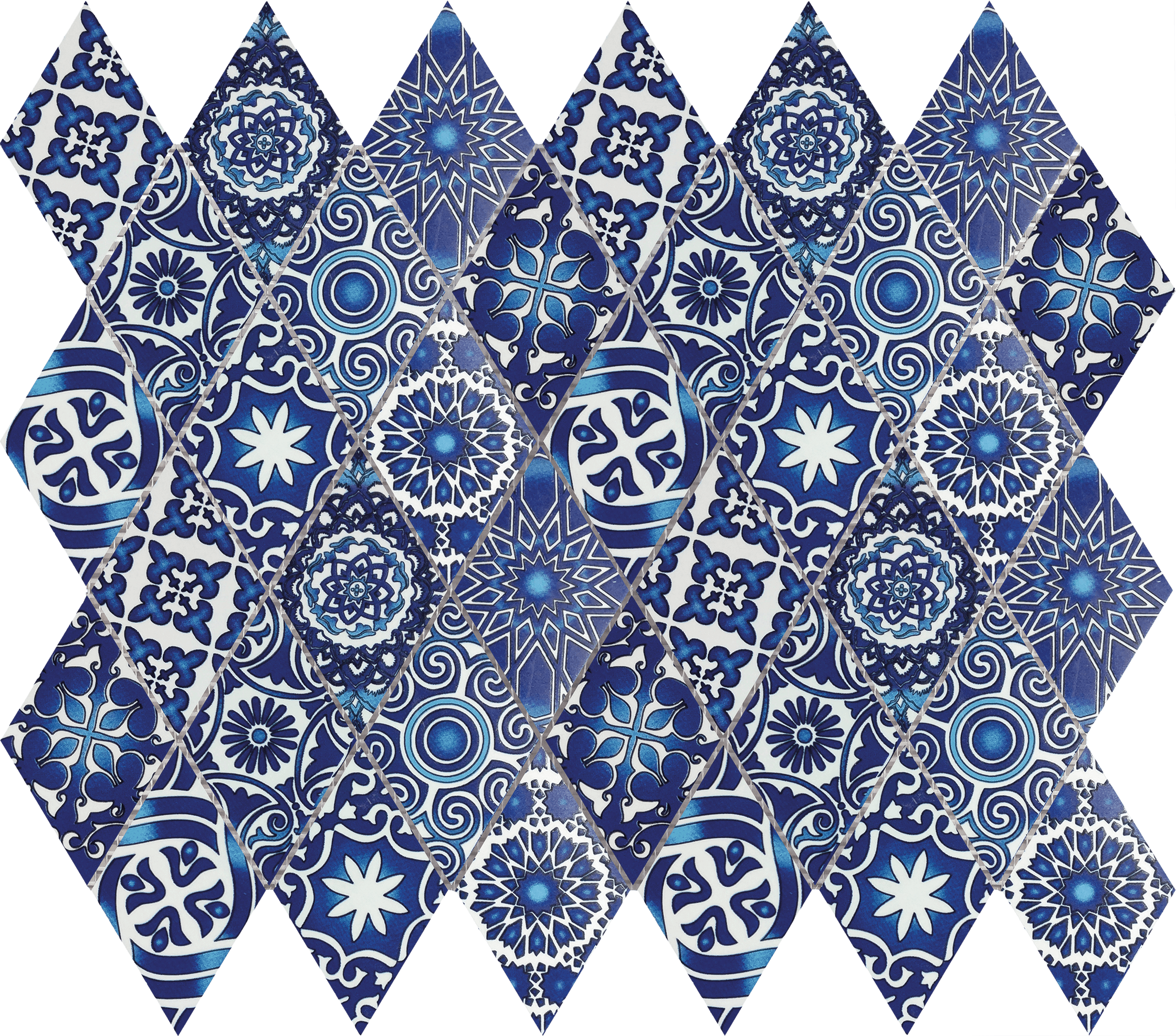 Bati Orient- CEBL19 Patchwork Diamond Blue Mix Ceramic Mosaic