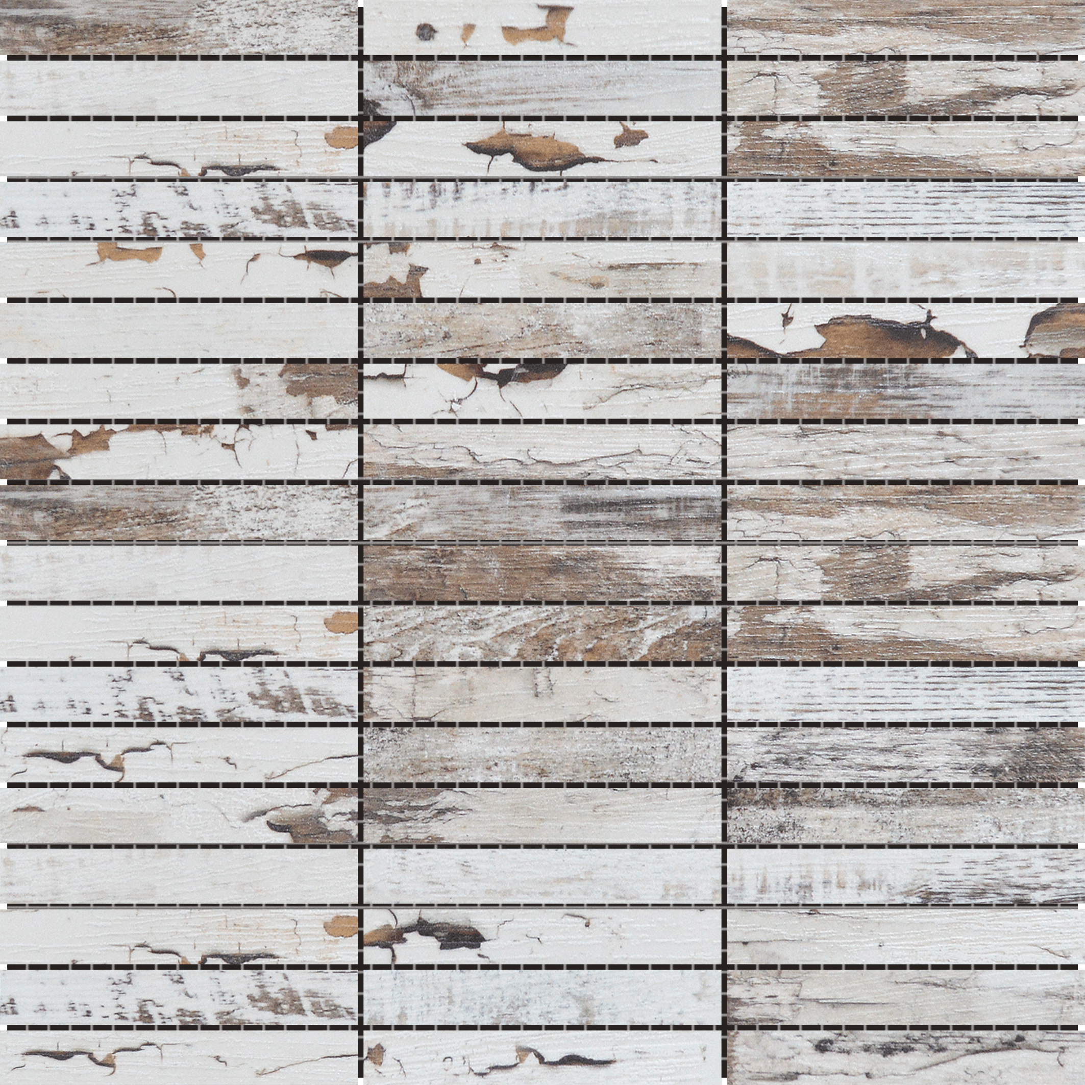 Bati Orient- CEBL36 0.7"x4" Wood Rectangles Mix Grey Ceramic