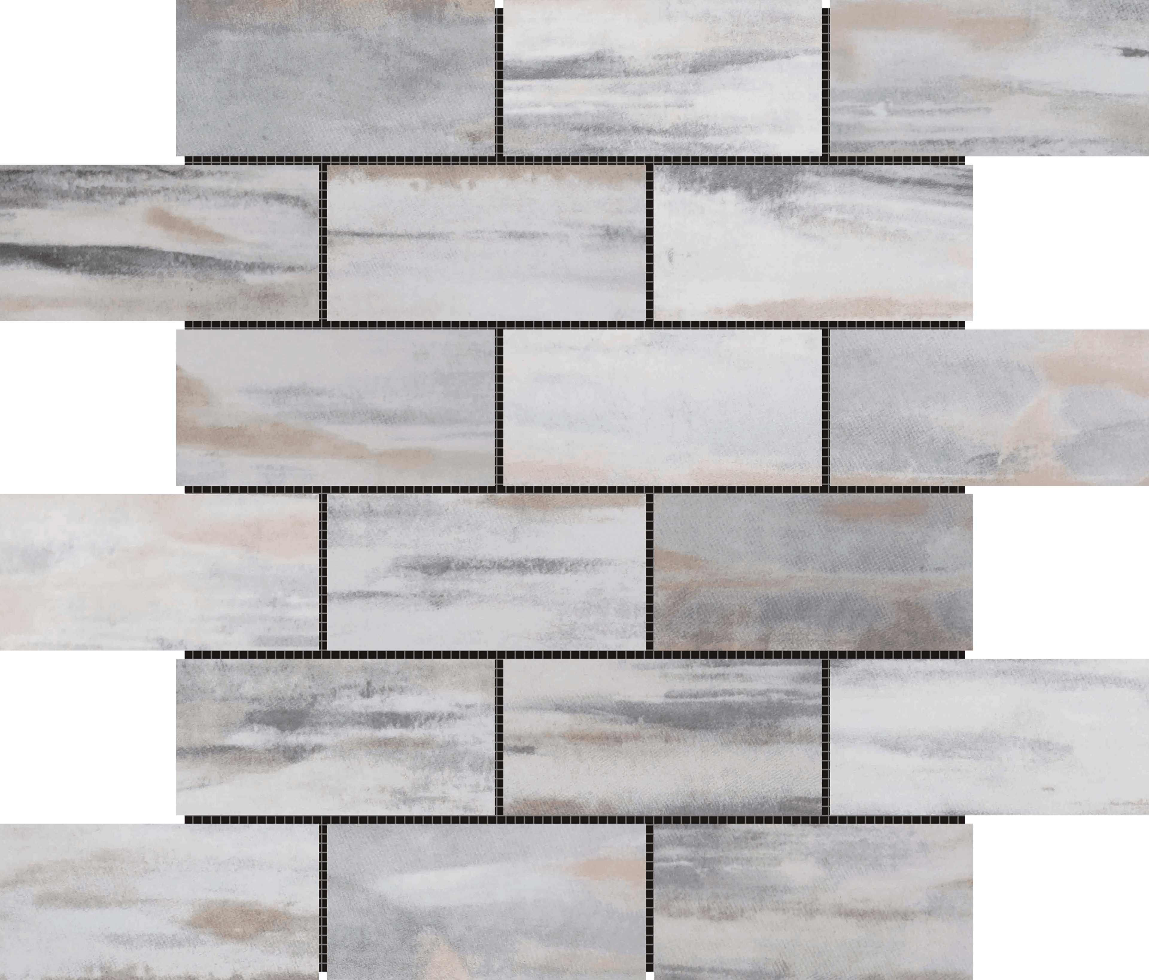 Bati Orient- CEGR32 2"x4" Glazed Ceramic Grey Beige Mix Brick Mosaic