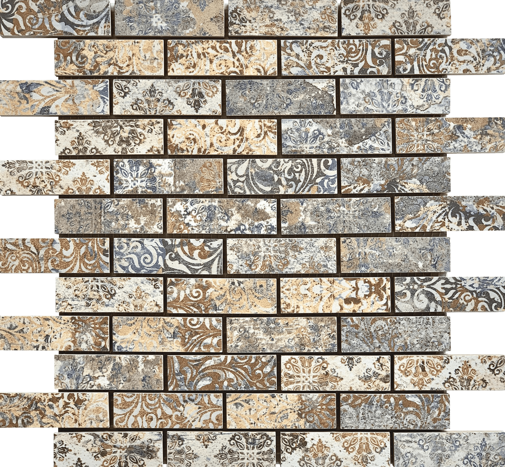 Bati Orient- CEMI45 Multi Color Beige Deco Brick Matte Mosaic 1"x3"
