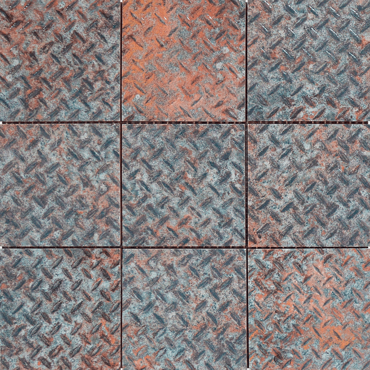 Bati Orient- CEMI48 4"x4" Rust Industrial Relief Pattern Glazed Ceramic Mosaic