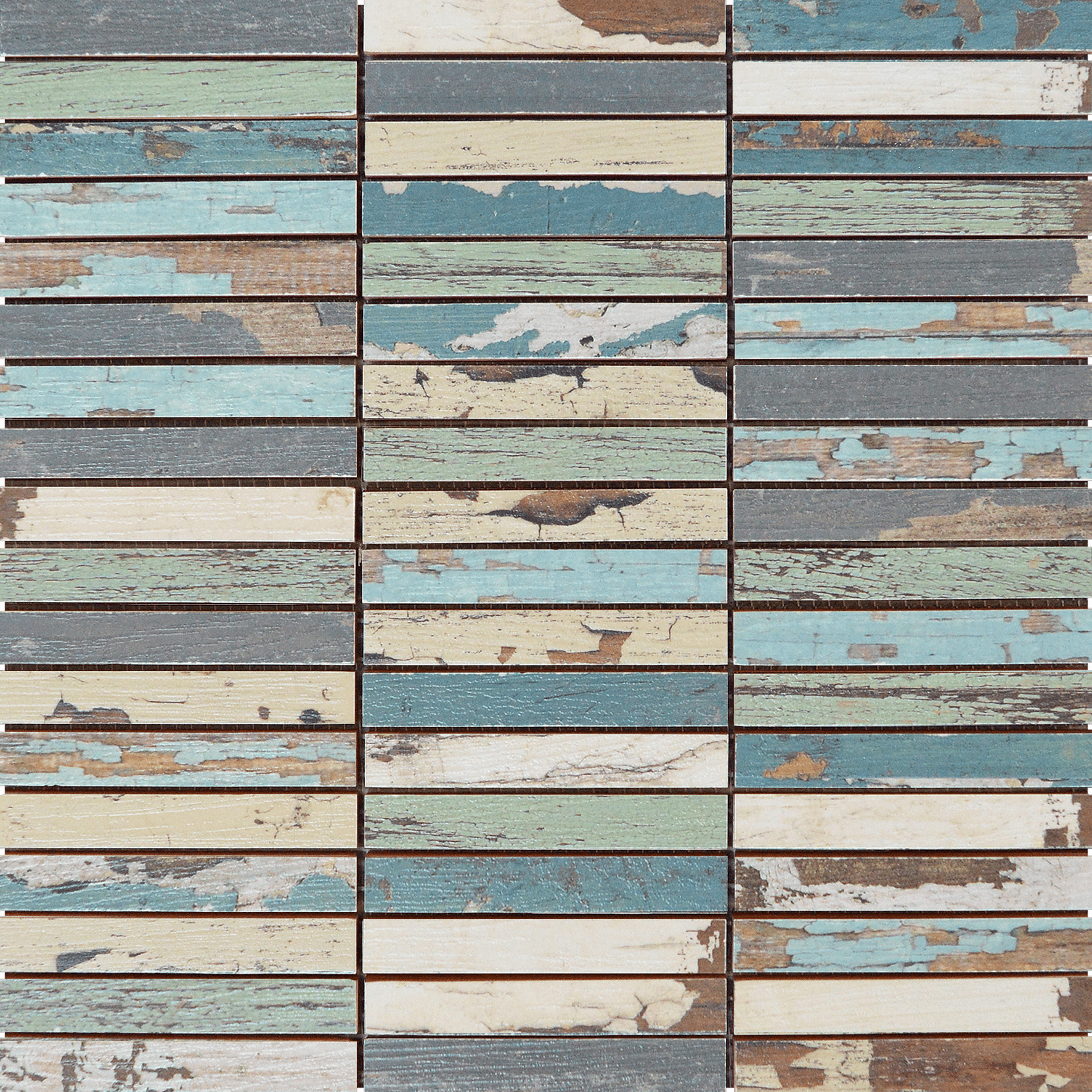 Bati Orient- CEMI50 0.7"x4" Wood Rectangles Mix Beige Blue Ceramic