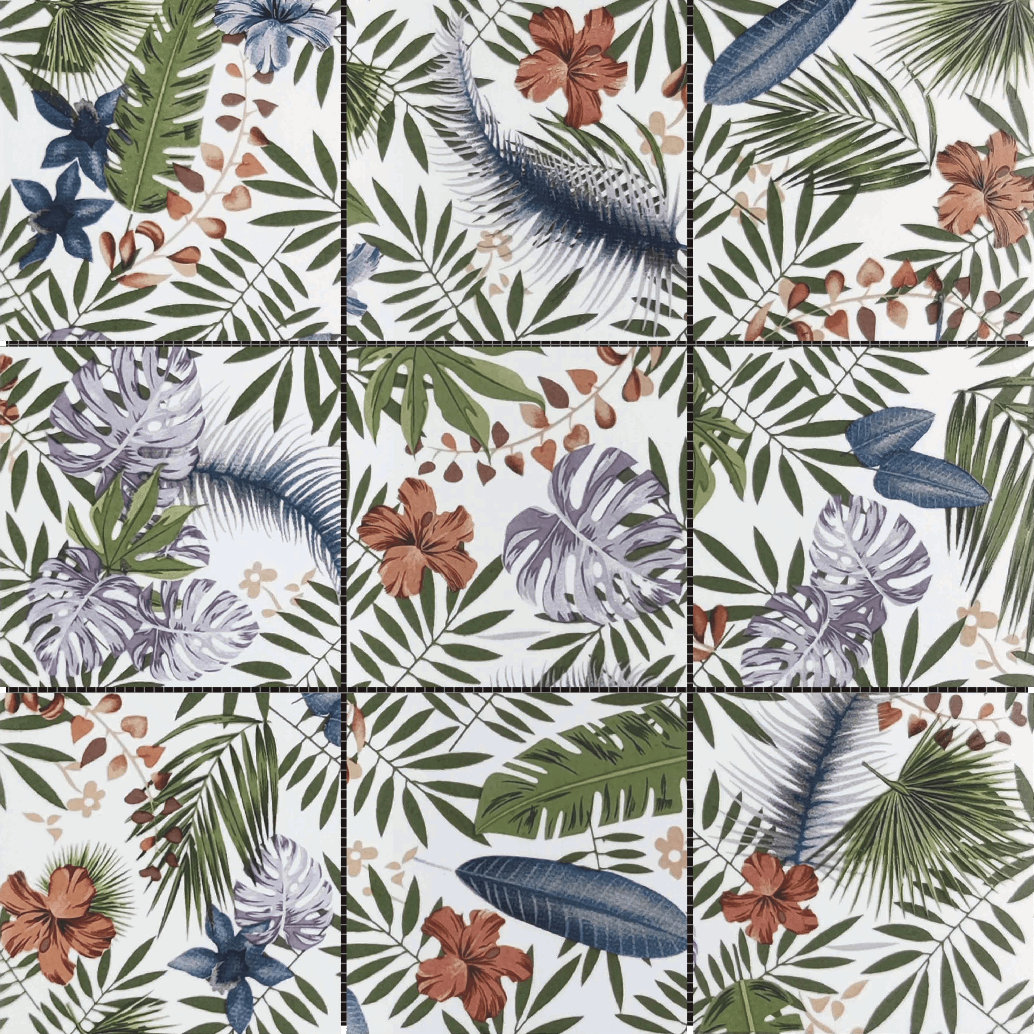 Bati Orient- CEMI68 4"x4" Floral Palm Multicolor Mosaic