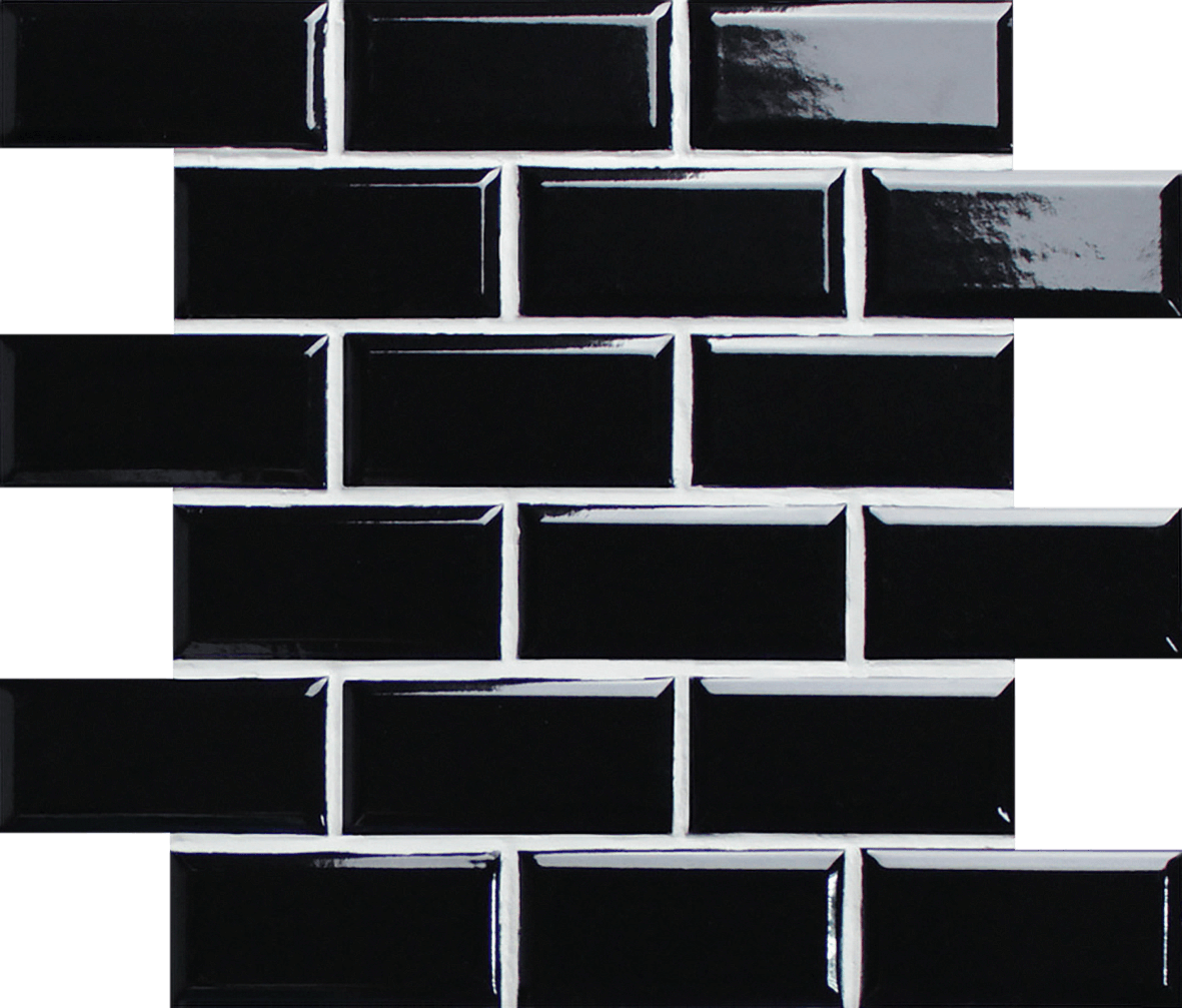 Bati Orient- CENO31 Mini Subway Black Glazed Porcelain 2"x4" Mosaic 11.3"x11.6"