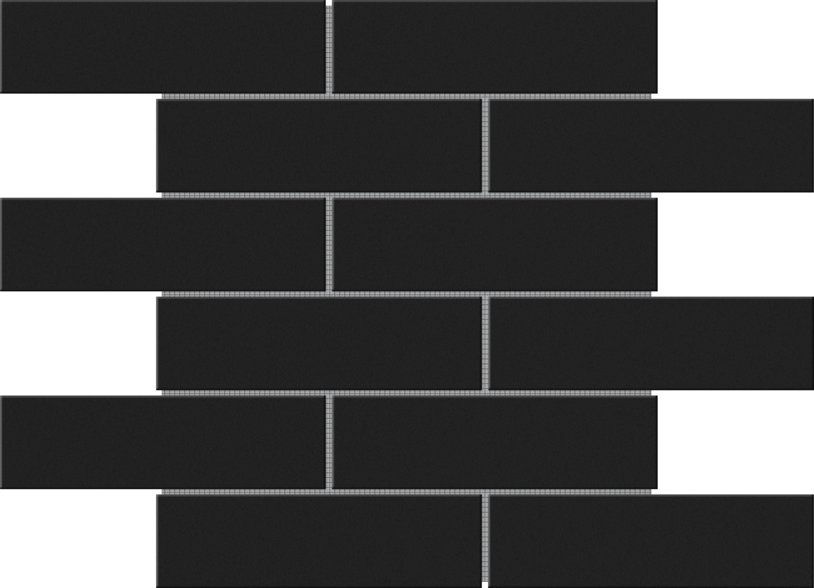 Bati Orient- CENO40 Black Brick Pattern Glossy Glazed Ceramic 2"x6" 11.2"x11.6"