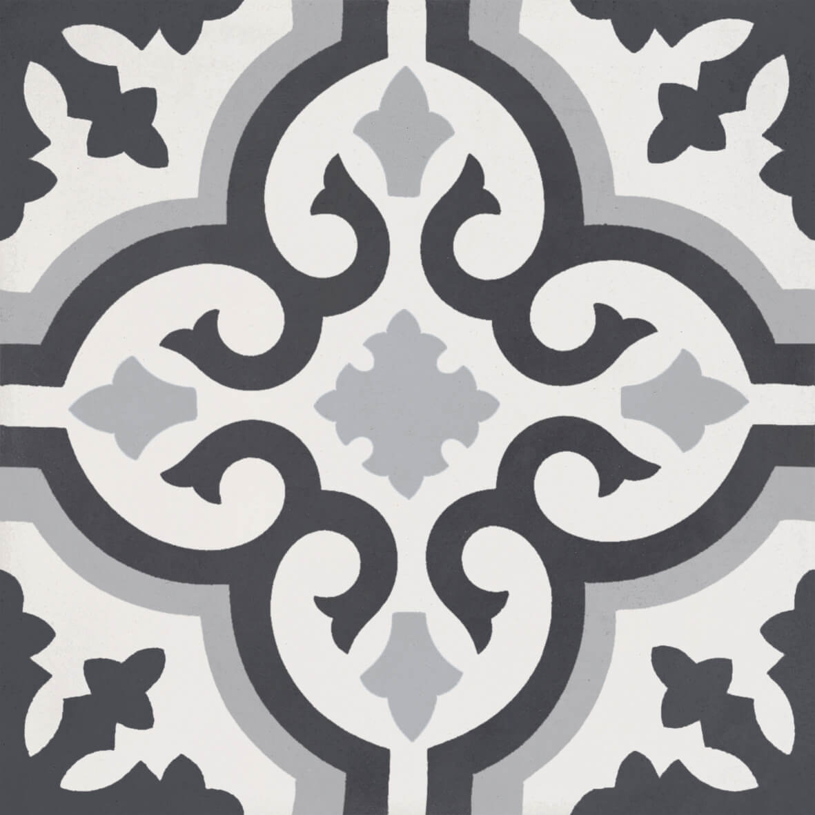 Bati Orient- CIMI106 White Black Grey Decor Cement Tile 8"x8"