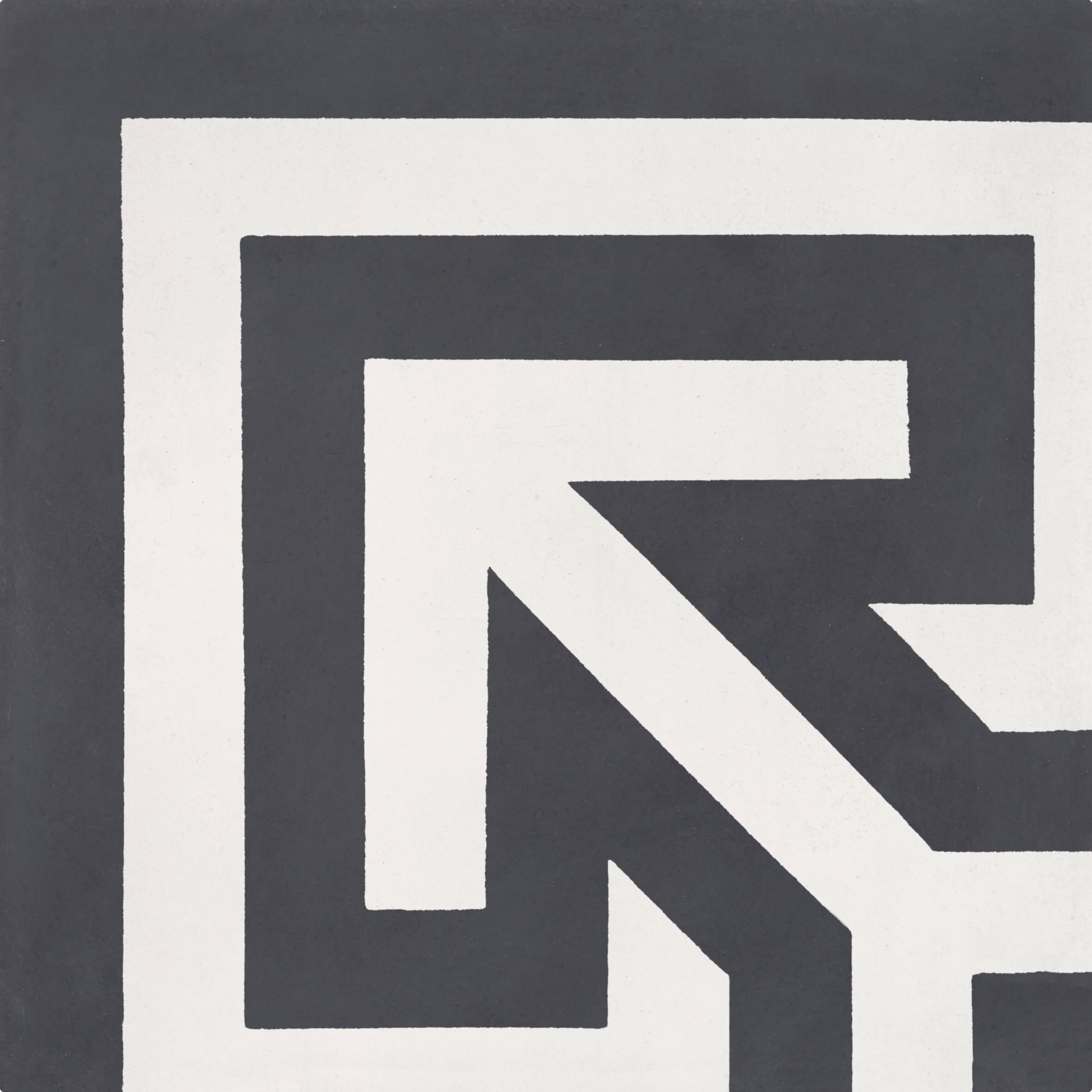 Bati Orient- CIMI13 Classic Geo Corner Antracite Off White Cement Tile 8"x8"