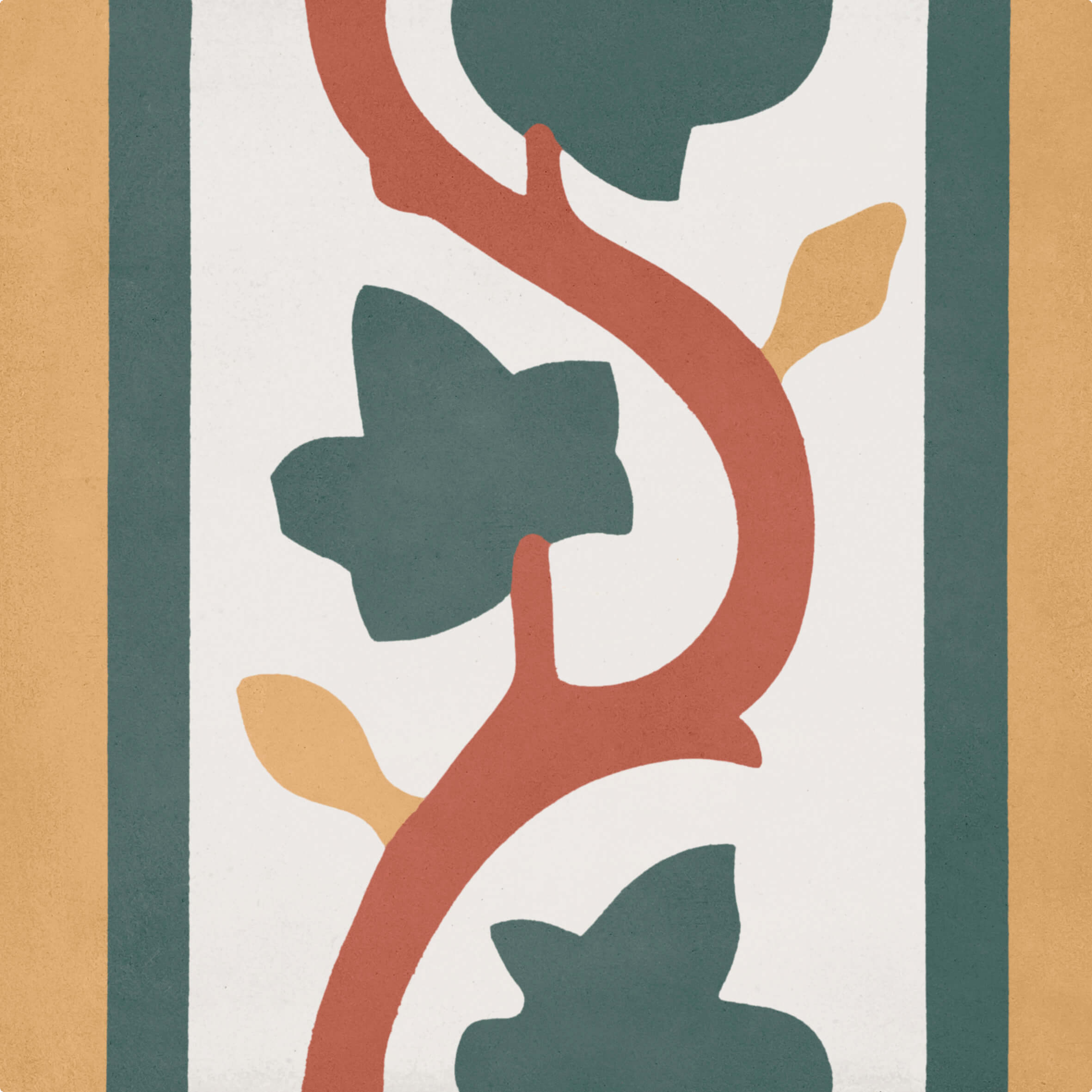 Bati Orient- CIMI31 Classic Leaf Off White/Yellow/Green/Red Cement Tile 8"x8"