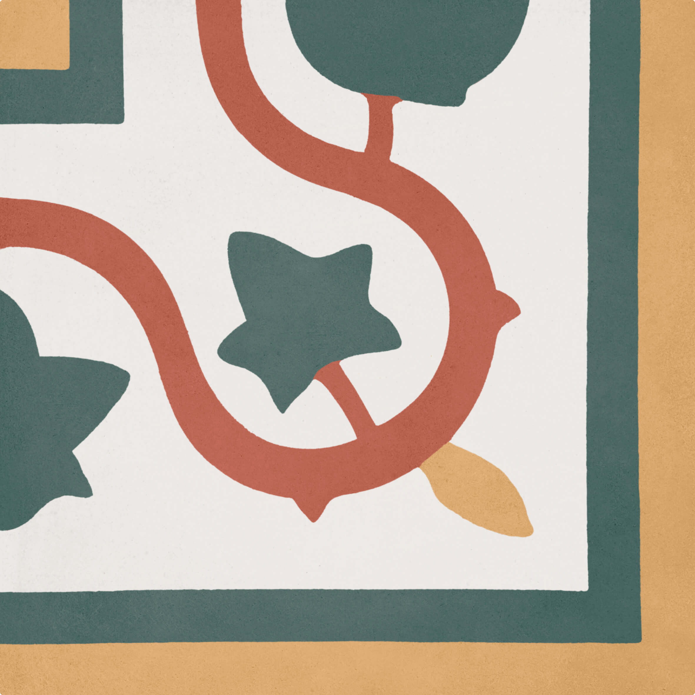 Bati Orient- CIMI32 Classic Corner Leaf Off White/Yellow/Green/Red Cement Tile 8"x8"