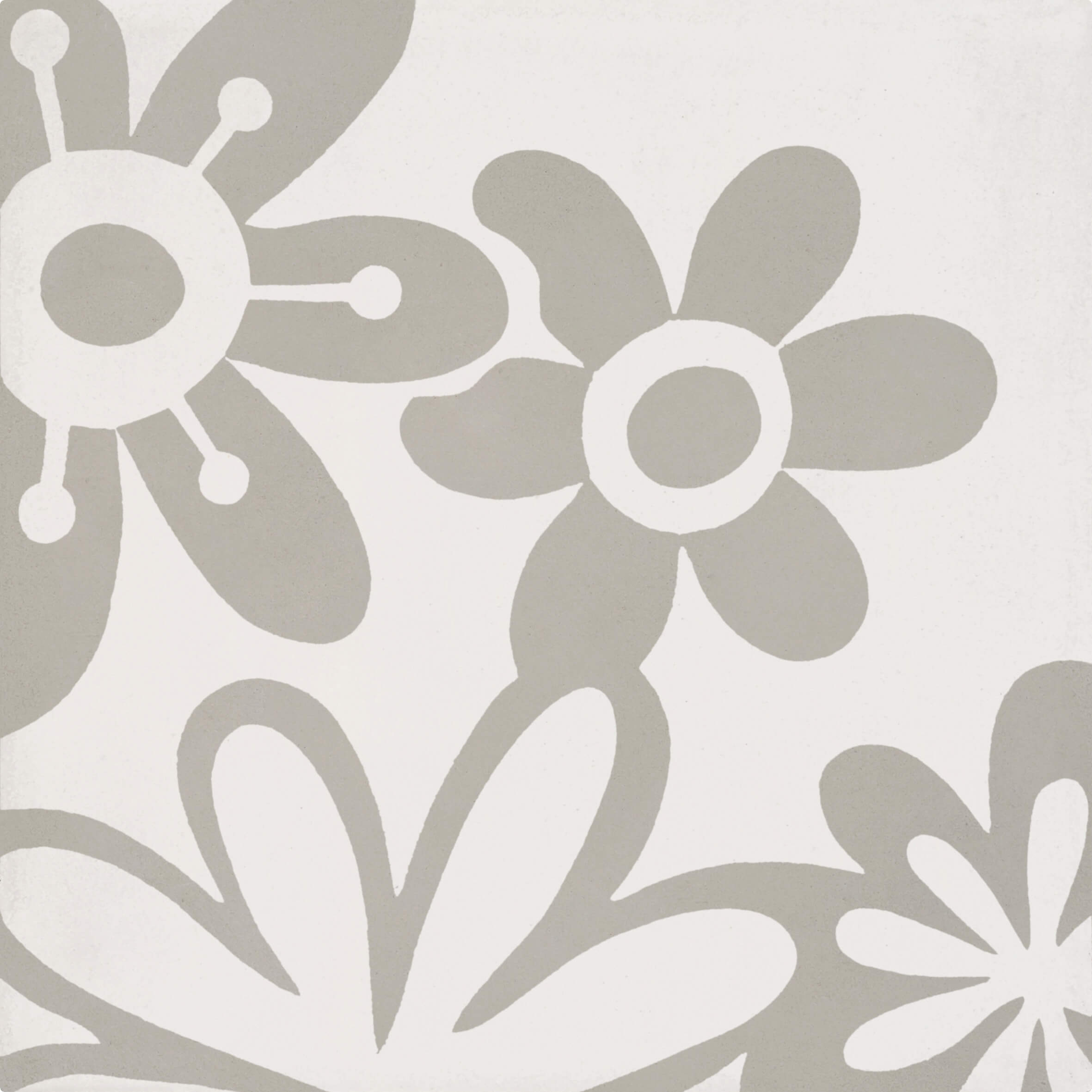 Bati Orient- CIMI51 Modern Flower Off White/Grey Cement Tile 8"x8"