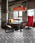 Bati Orient- CIMI67 Classic Antracite/Dark Grey & Off White Red Cement Tile 8"x8"