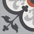 Bati Orient- CIMI67 Classic Antracite/Dark Grey & Off White Red Cement Tile 8"x8"