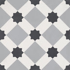 Bati Orient- CIMI68 Modern Line Antracite/Dark Grey & Off White Cement Tile 8"x8"