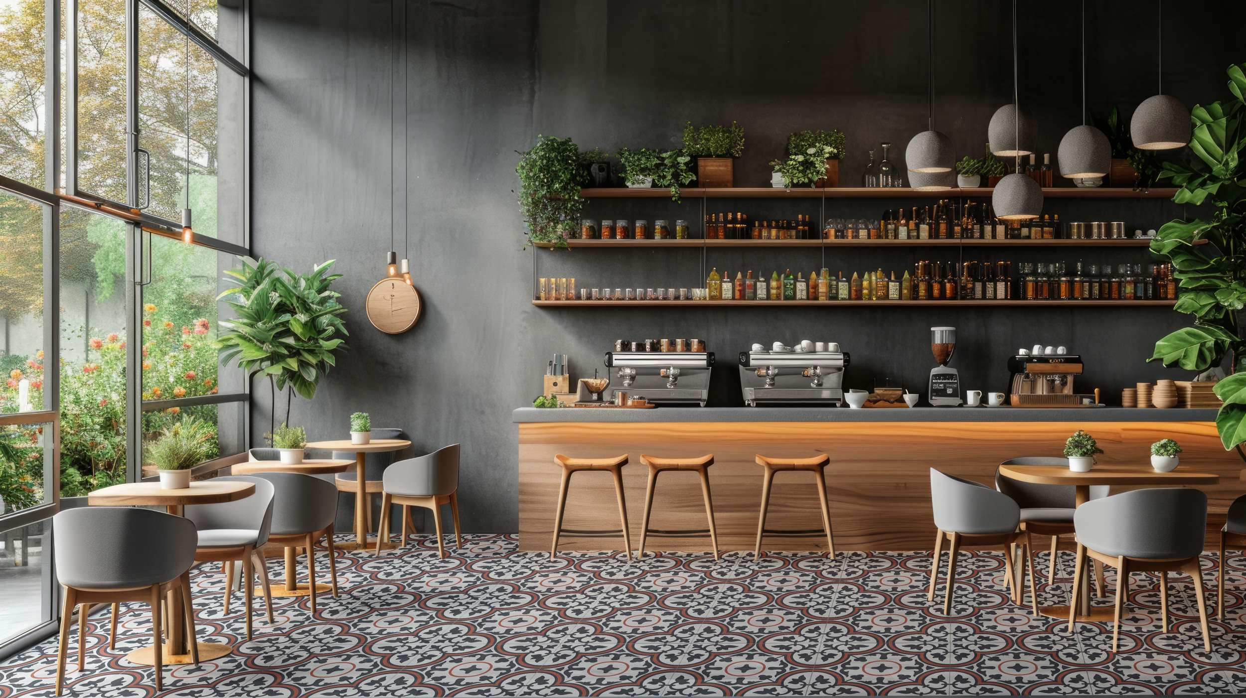 Bati Orient- CIMI74 White Black Red Decor Cement Tile 8"x8"