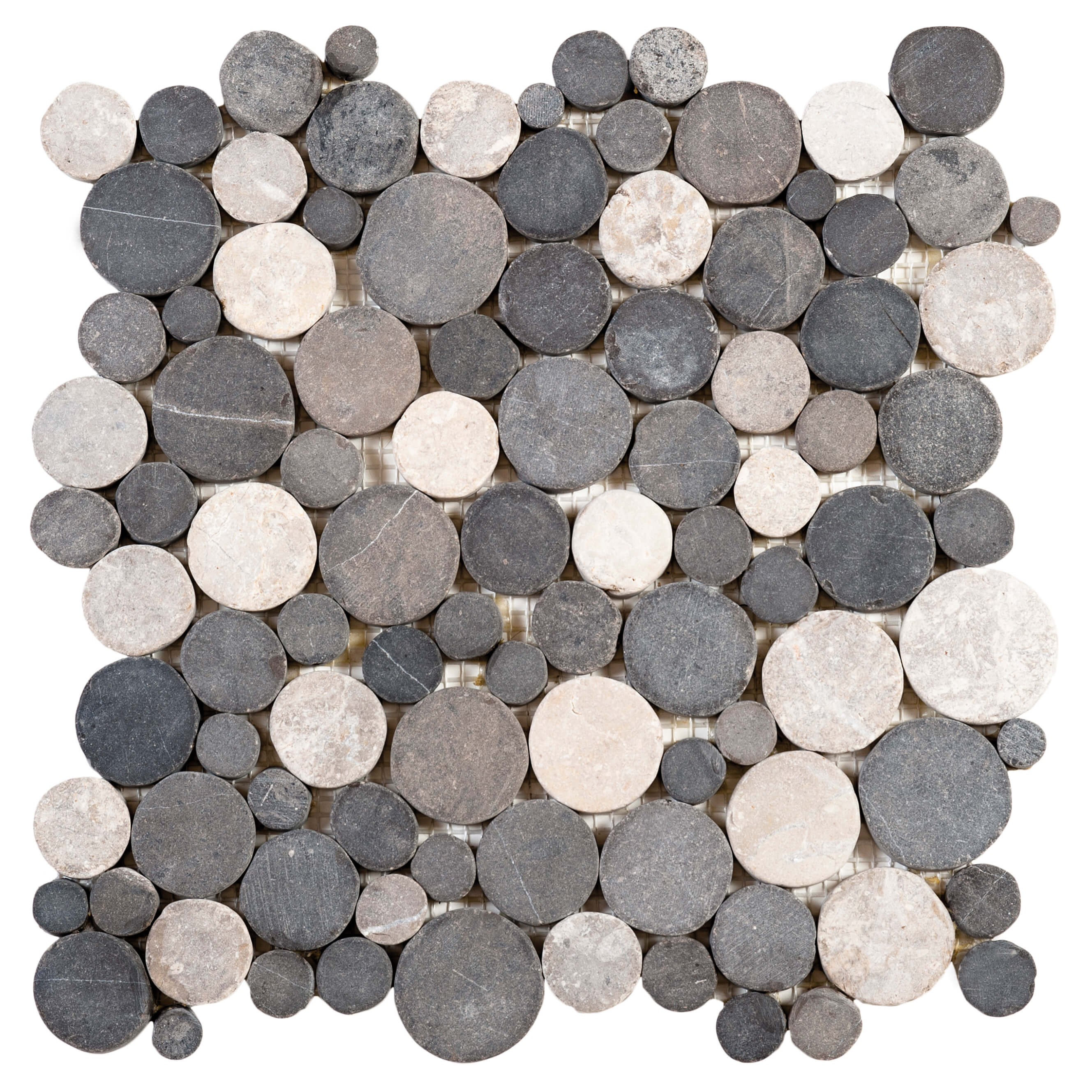 Bati Orient- ECO13 Round Marble Light & Dark Grey Mix Mosaic