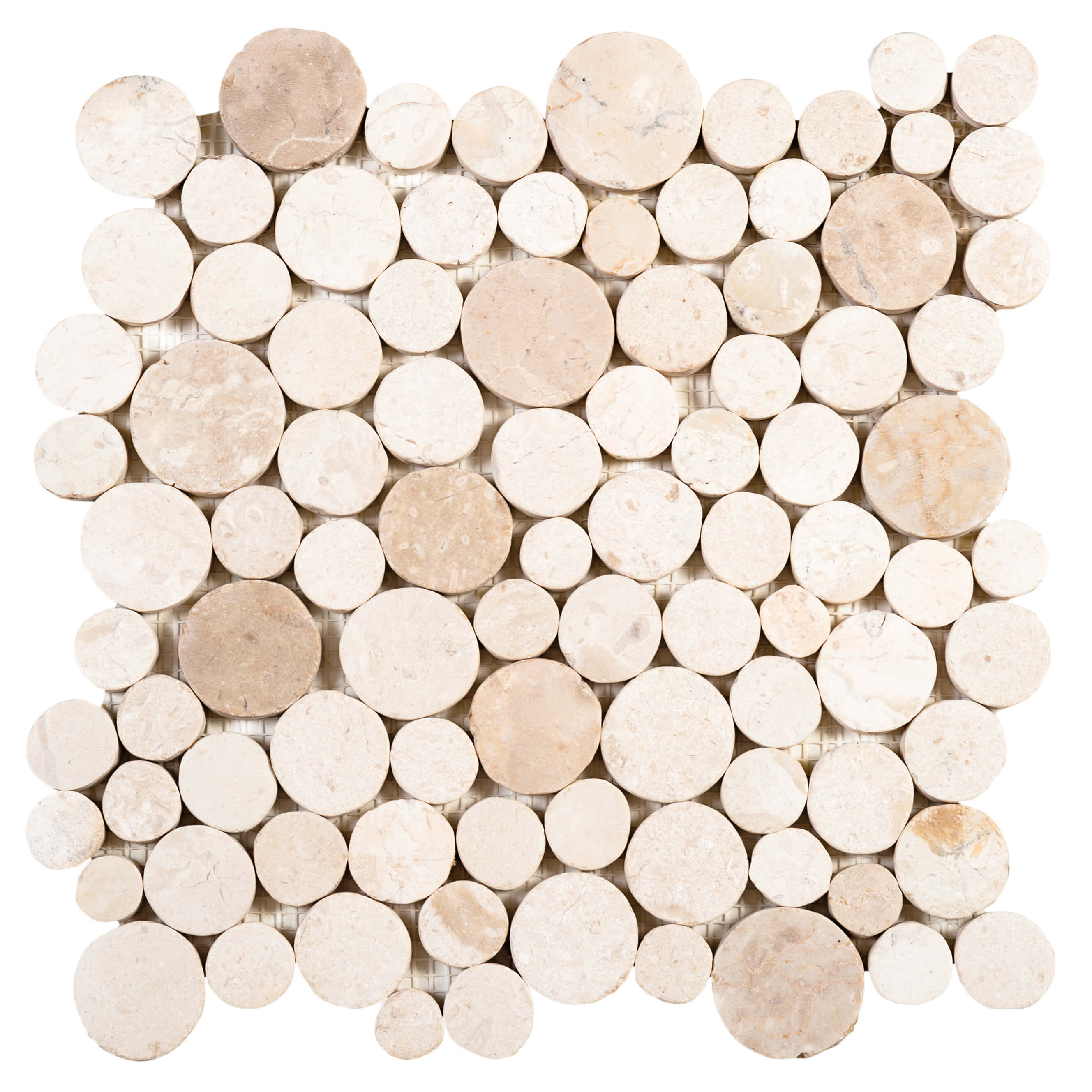 Bati Orient- ECO14 Round Marble Off White Mix Mosaic 12"x12"