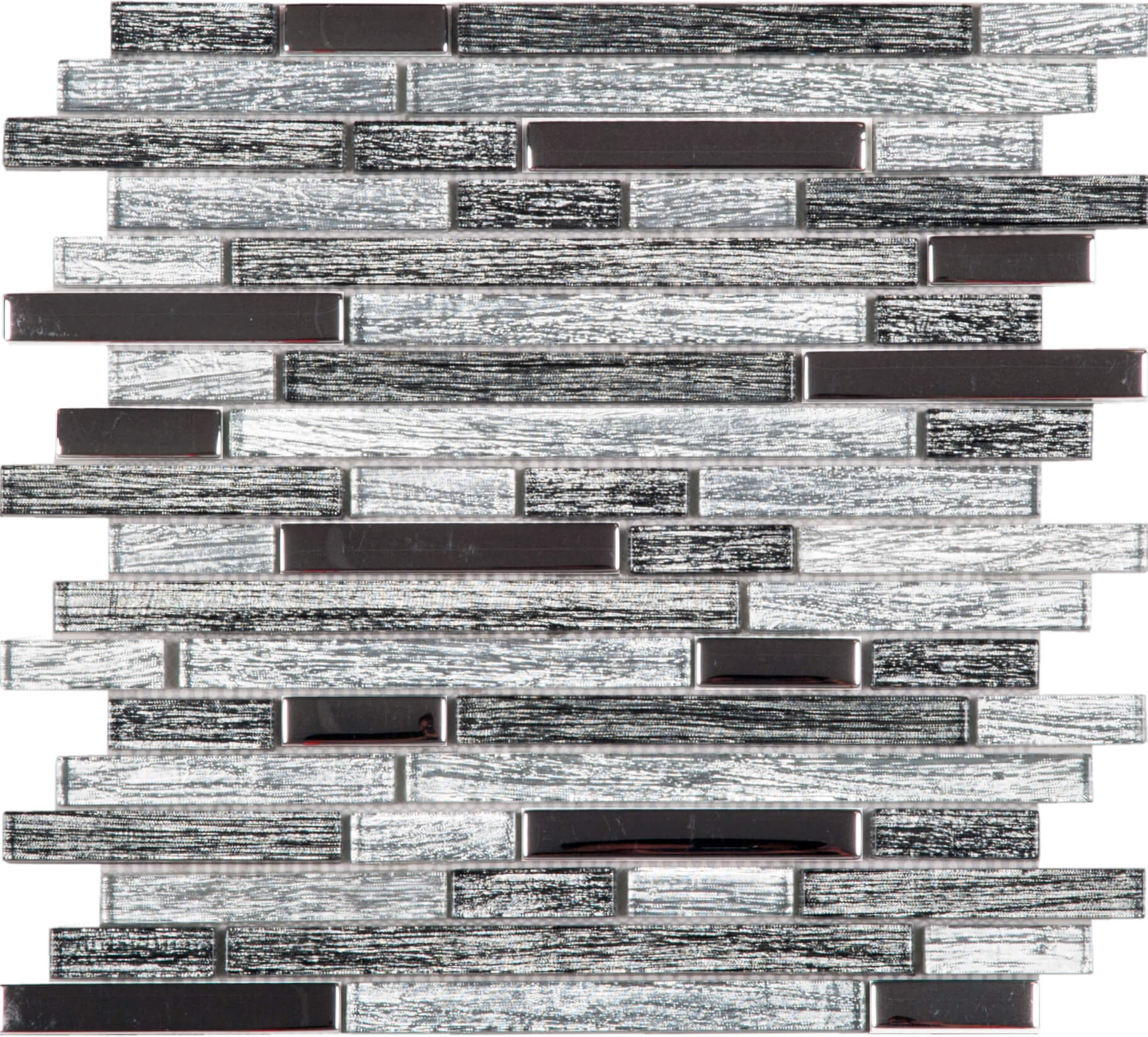 Bati Orient- ECO25 Baguette Glass Polished Grey Mix Mosaic