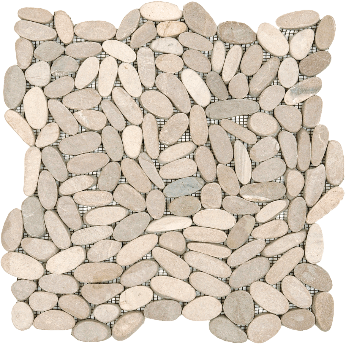 Bati Orient- GABE11 Beige Sliced Matte Pebble Interlocking 12" x 12"