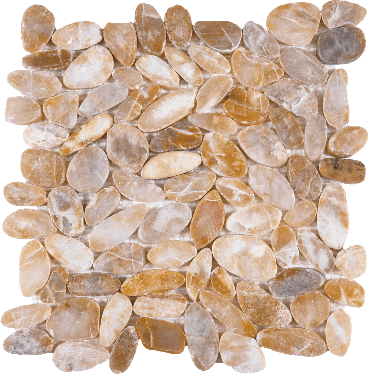 Bati Orient- GABE17 Beige Sliced Polished Pebble Interlocking 12" x 12"