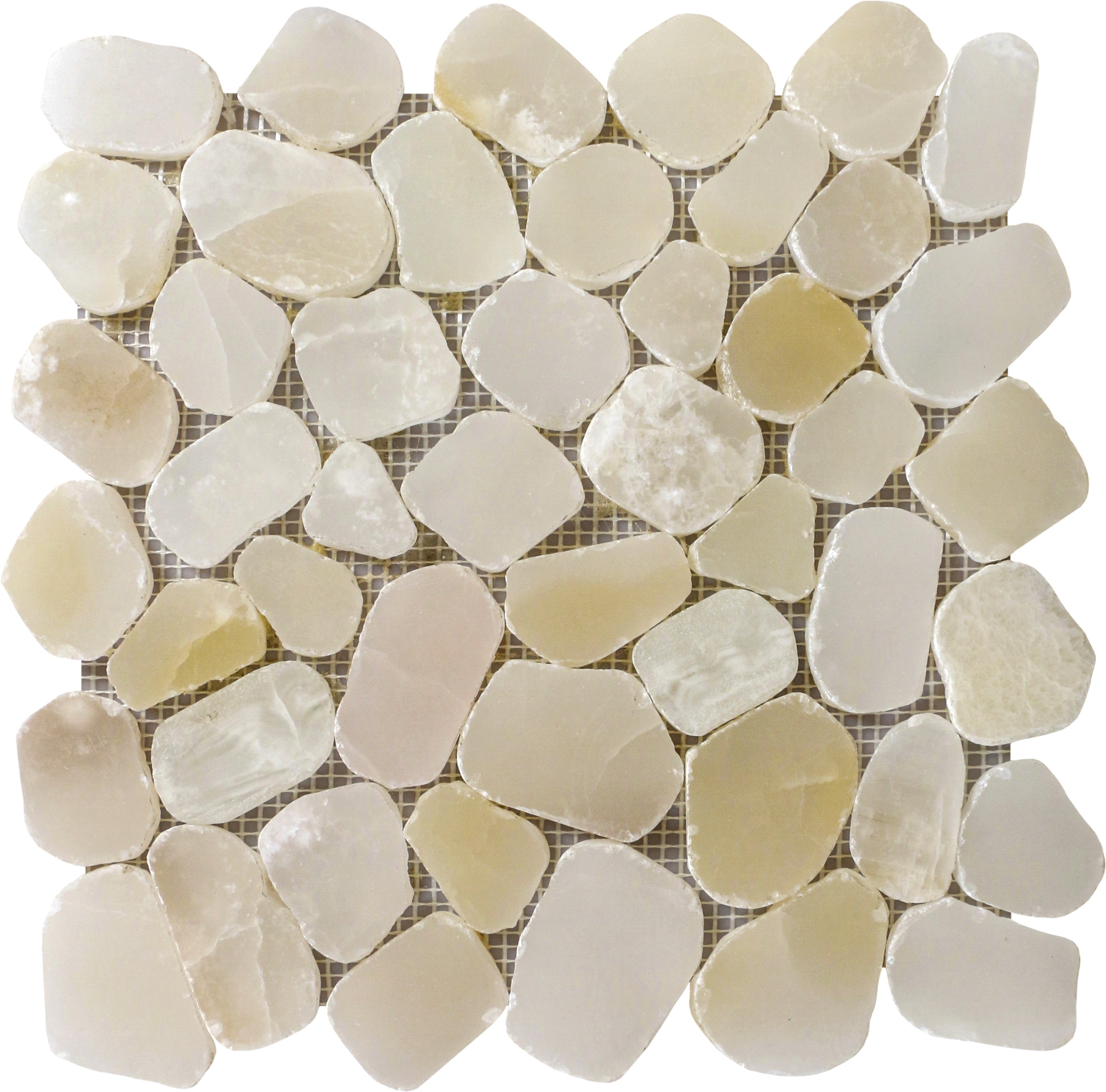 Bati Orient- GABE21  Onyx Light Beige Pebble Mosaic 11.8"x12"