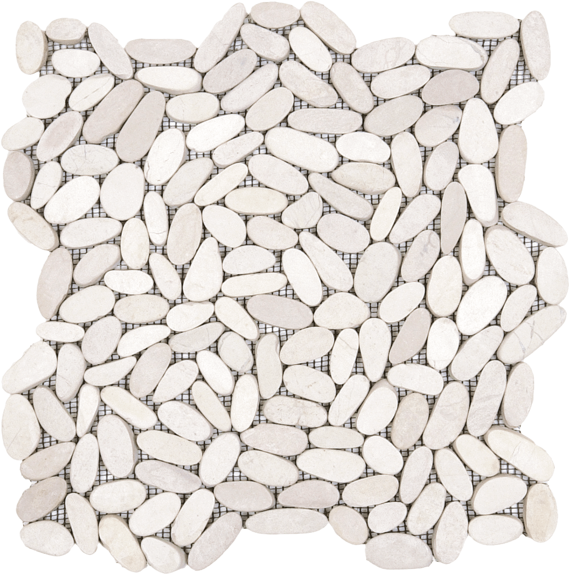 Bati Orient- GABL17 White Sliced Matte Pebble Interlocking 12" x 12"