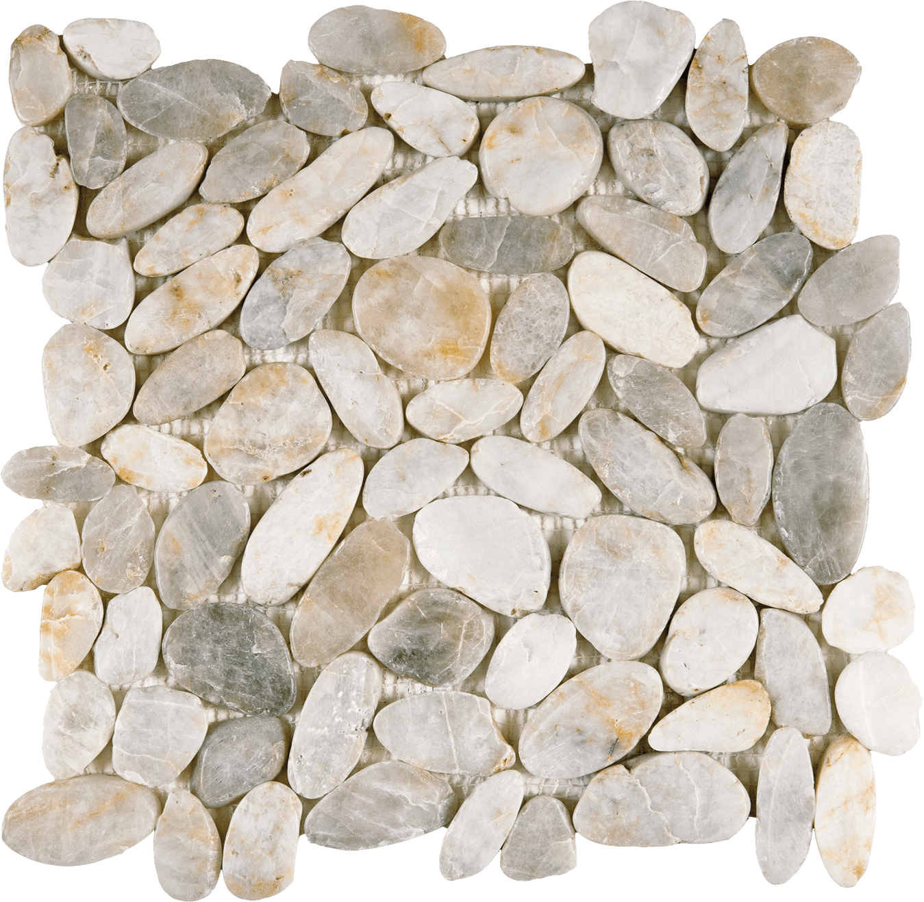 Bati Orient- GABL23 Sliced Polished Pebble Interlocking 12" x 12"