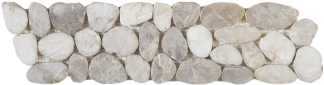 Bati Orient- GABL24/30 Grey Sliced Polished Pebble Interlocking Border 4" x 12"