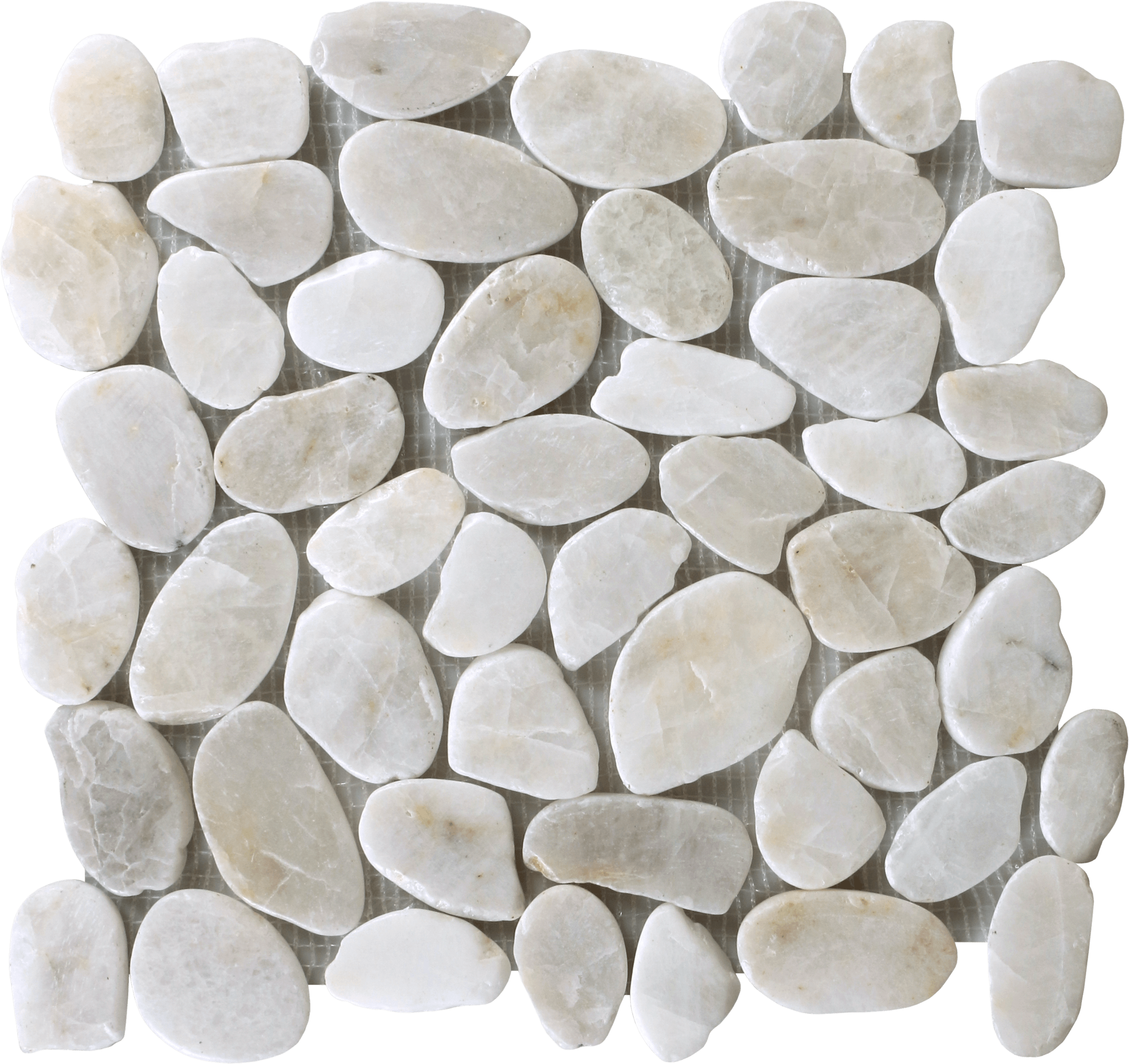 Bati Orient- GABL27 White Sliced Polished Pebble Mosaic 12" x 12"