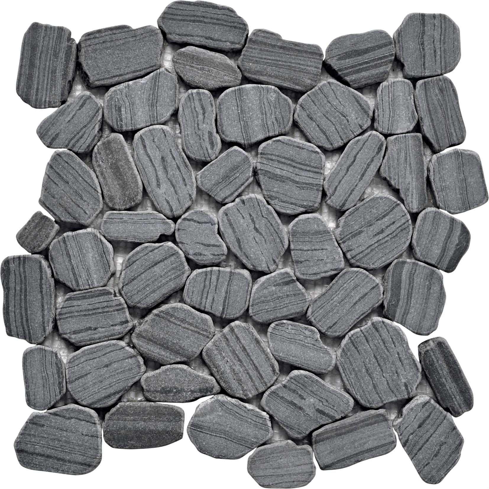 Bati Orient- GAGR09 Marble Pebble Striped Interlocking Tumbled Grey Mosaic