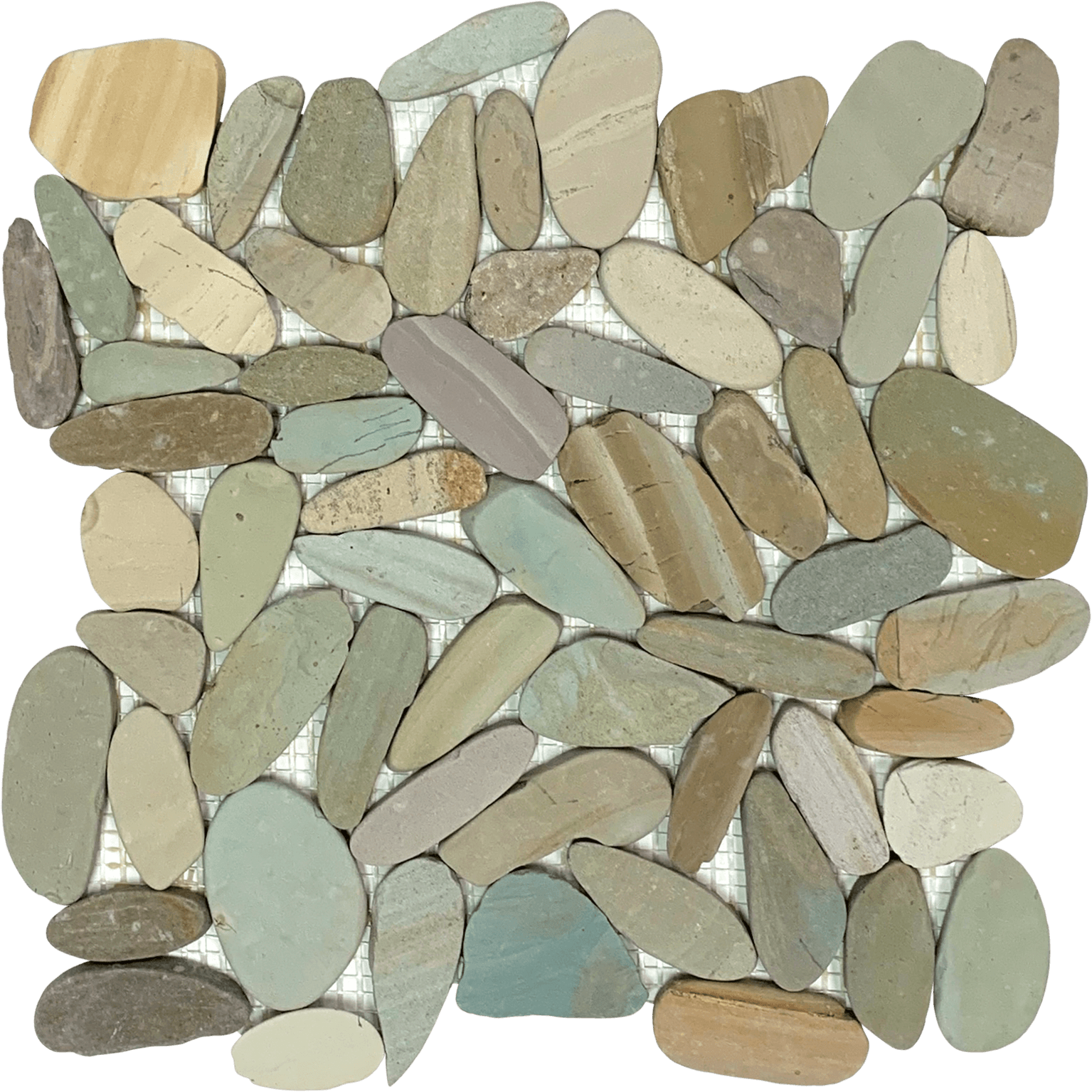 Bati Orient- GAJA04 Mix Golden Sliced Matte Pebble Interlocking 12"x12"