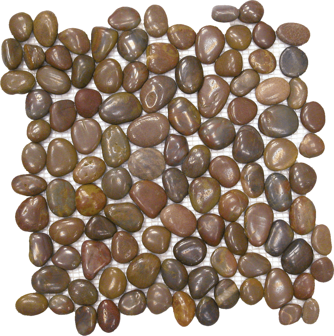 Bati Orient- GAMA01  Brown Polished Pebble Interlocking 12"x12"
