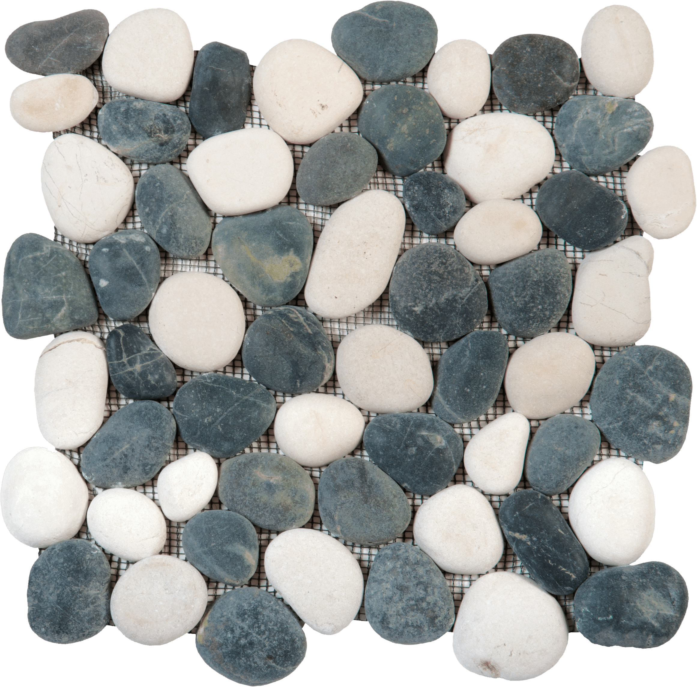 Bati Orient- GAMI42R Mix White/Black Rectified Matte Pebble Interlocking 12"x12"