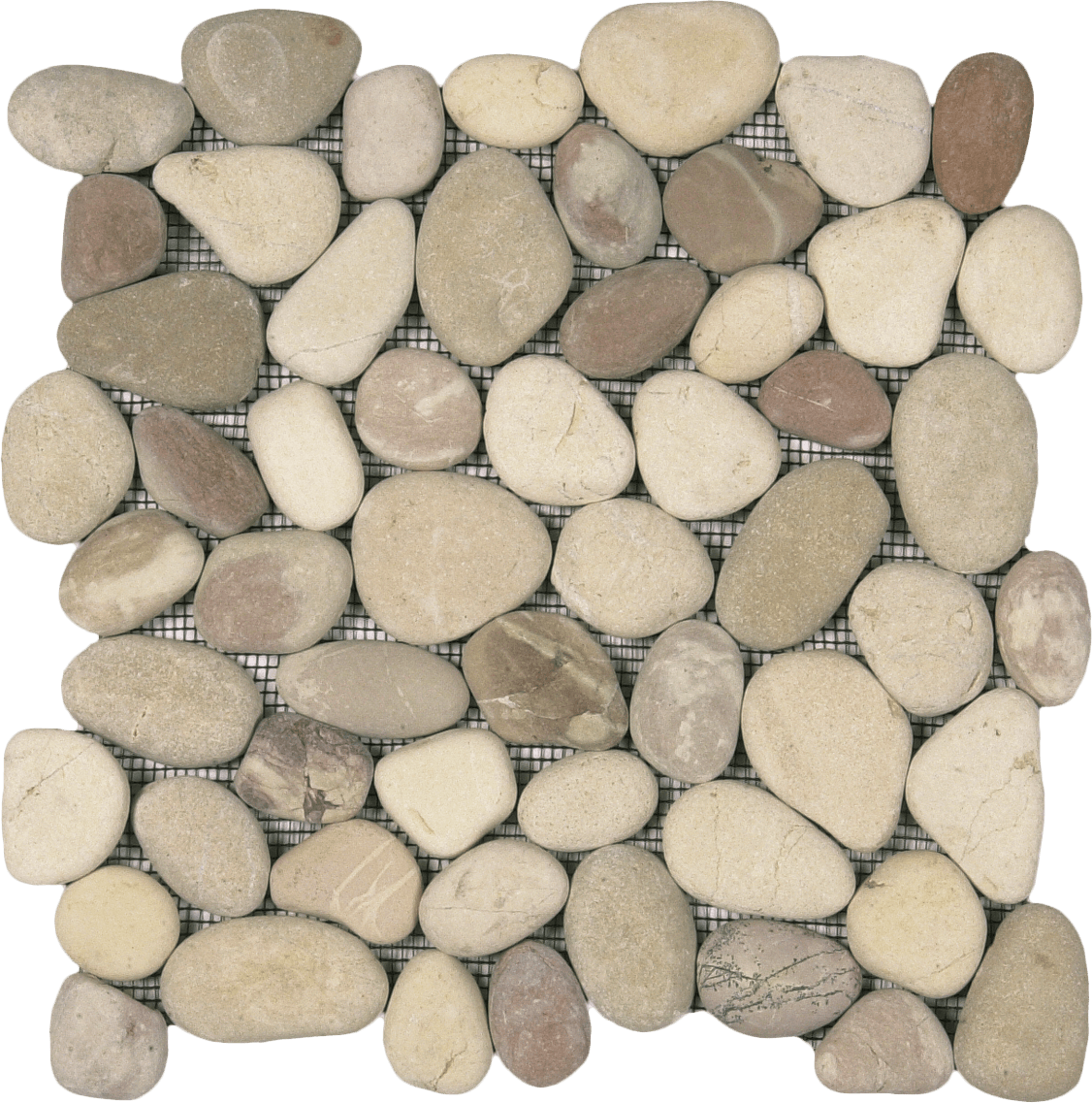 Bati Orient- GAMI56R Mix White/Pink/Beige Rectified Matte Pebble Interlocking 12"x12"