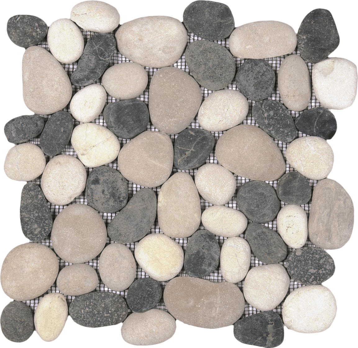 Bati Orient- GAMI62R Mix White/Black/Beige Rectified Matte Pebble Interlocking 12"x12"