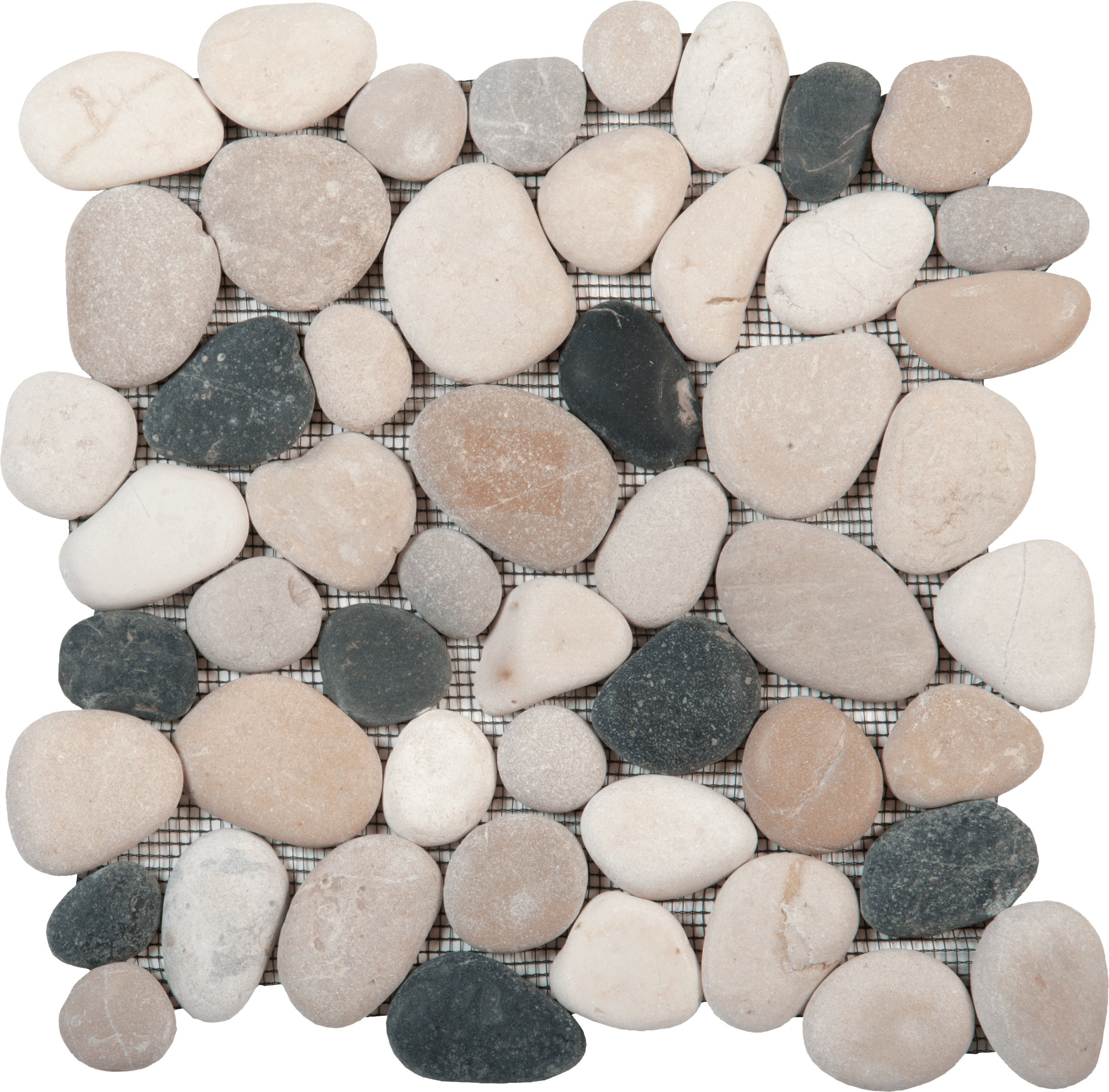Bati Orient- GAMI82R Mix White/Grey/Beige/Black Rectified Matte Pebble Interlocking 12"x12"