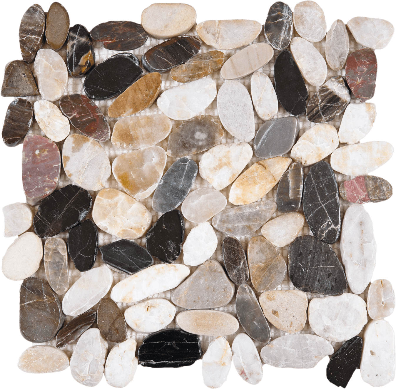Bati Orient- GAMI86 Mix Sliced Polished Pebble Interlocking 12"x12"