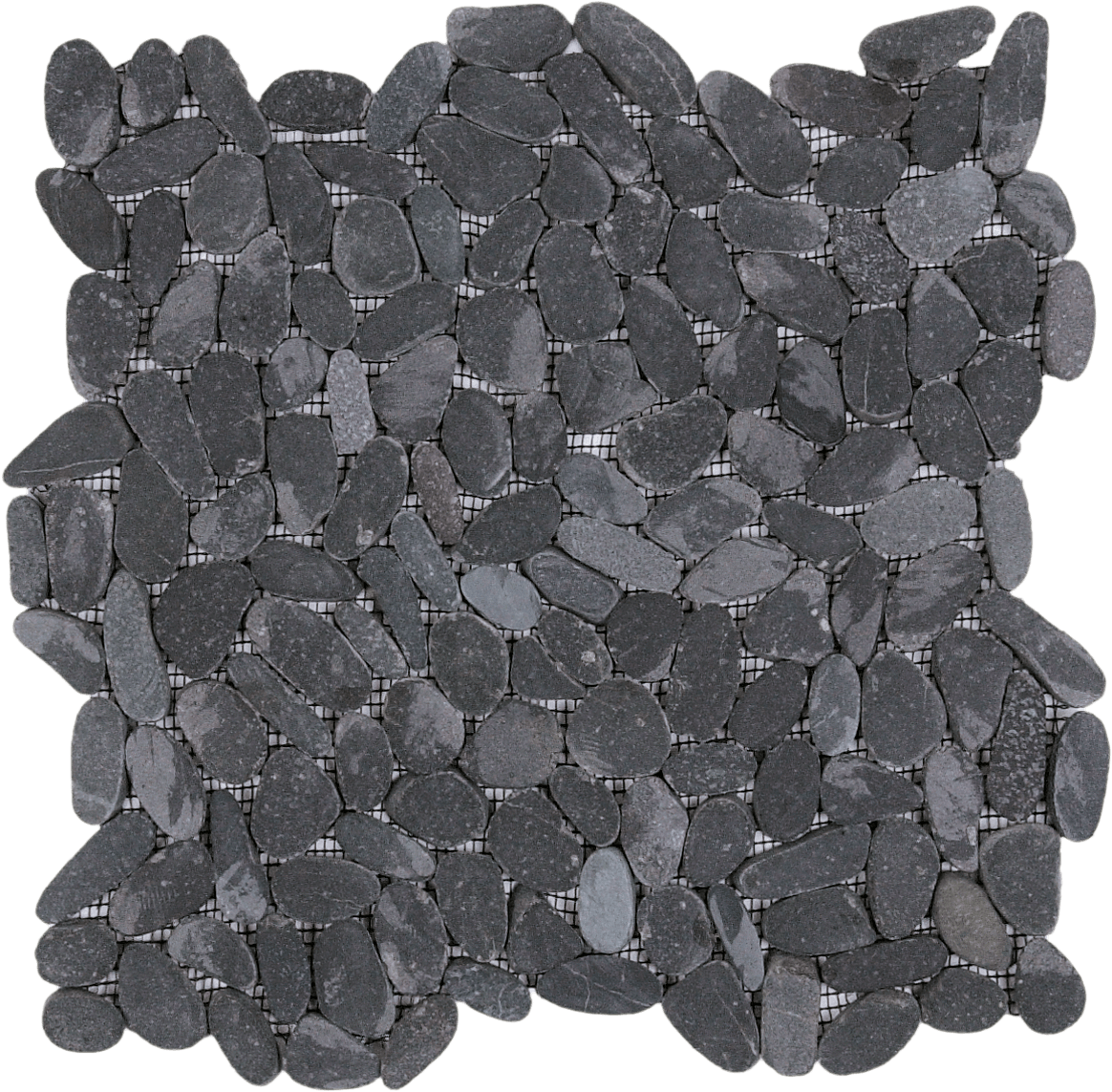 Bati Orient- GANO15 Black Sliced Matte Pebble Interlocking 12"x12"