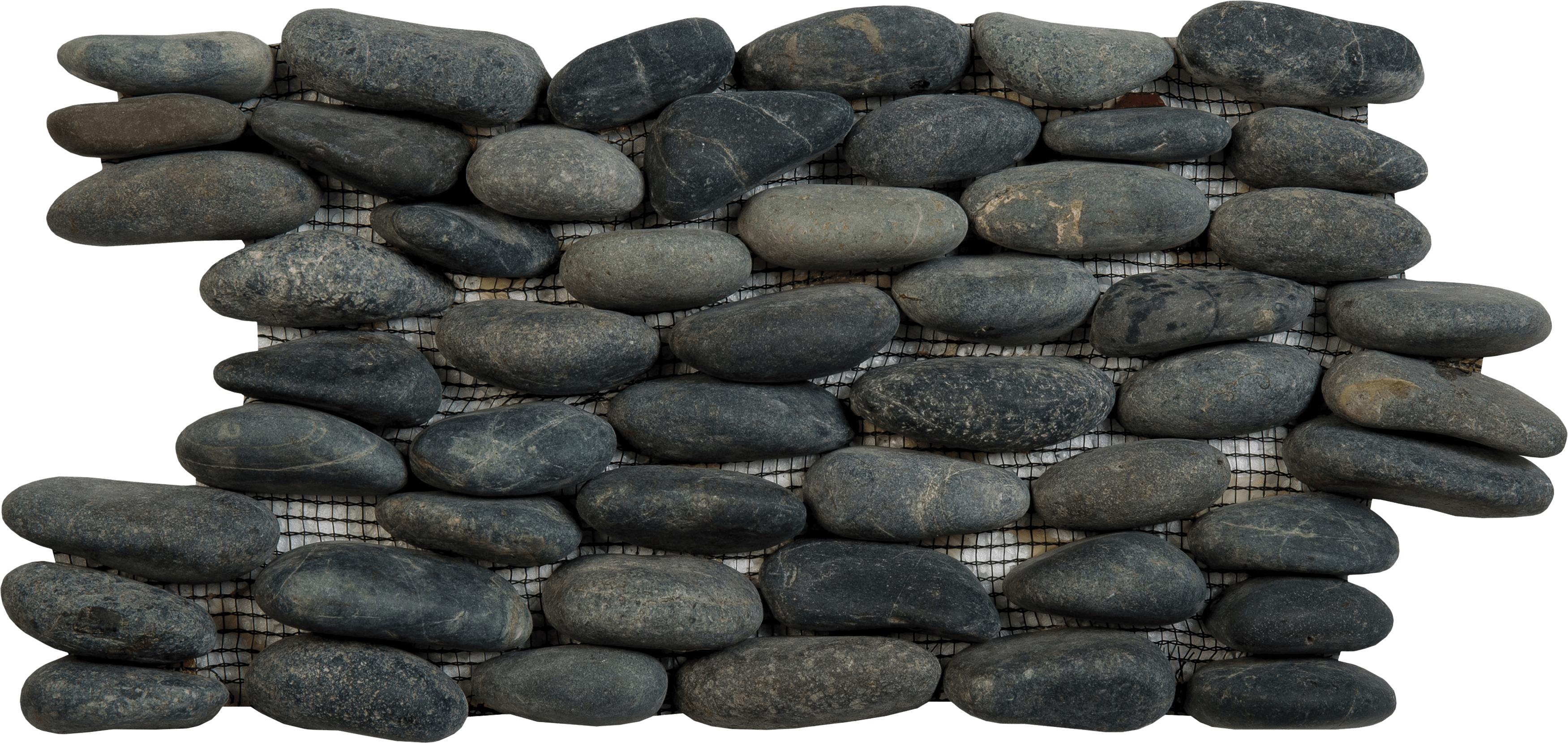 Bati Orient- GANO18 Black Stacked Matte Pebble Interlocking for Wall 6" x 12"