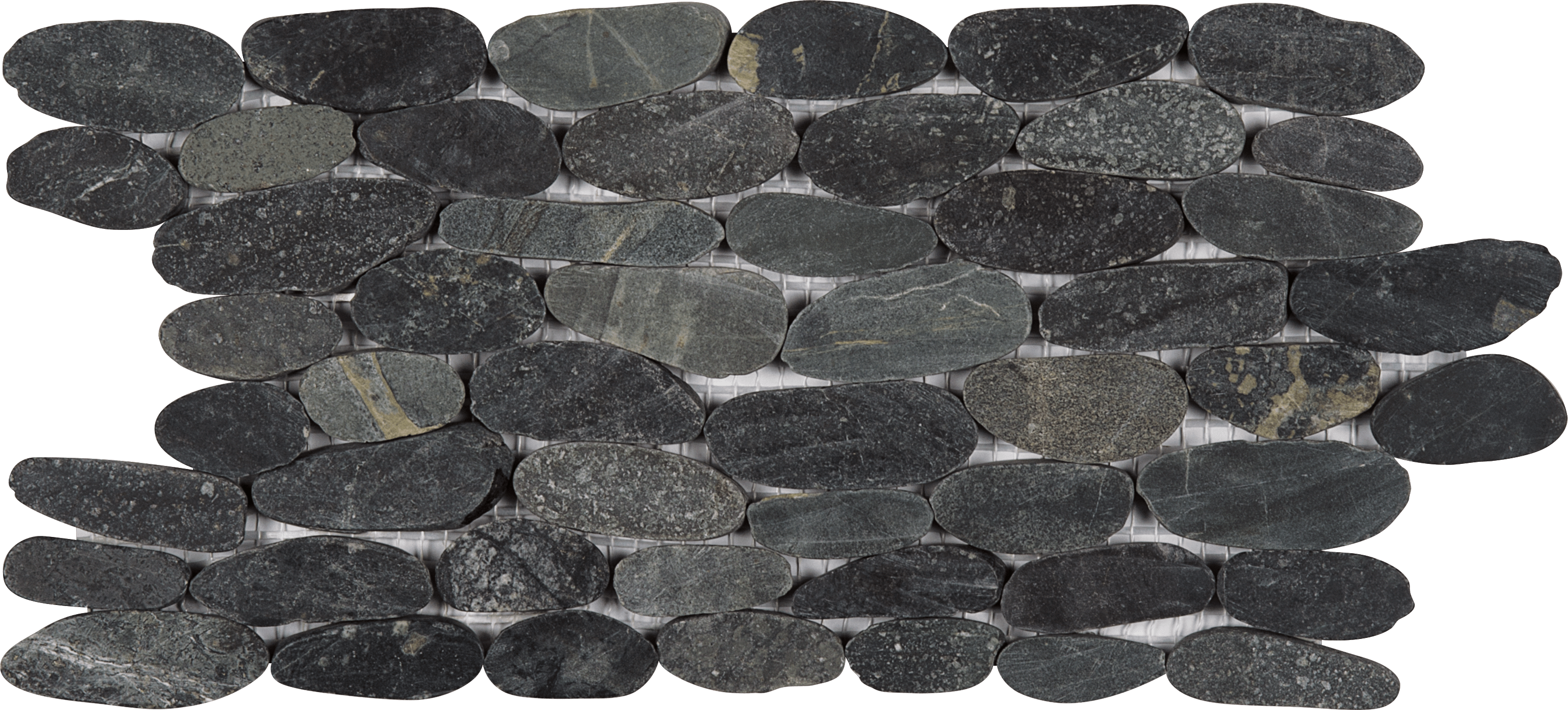 Bati Orient- GANO21 Black Matte Sliced Pebble Interlocking 6"x12"